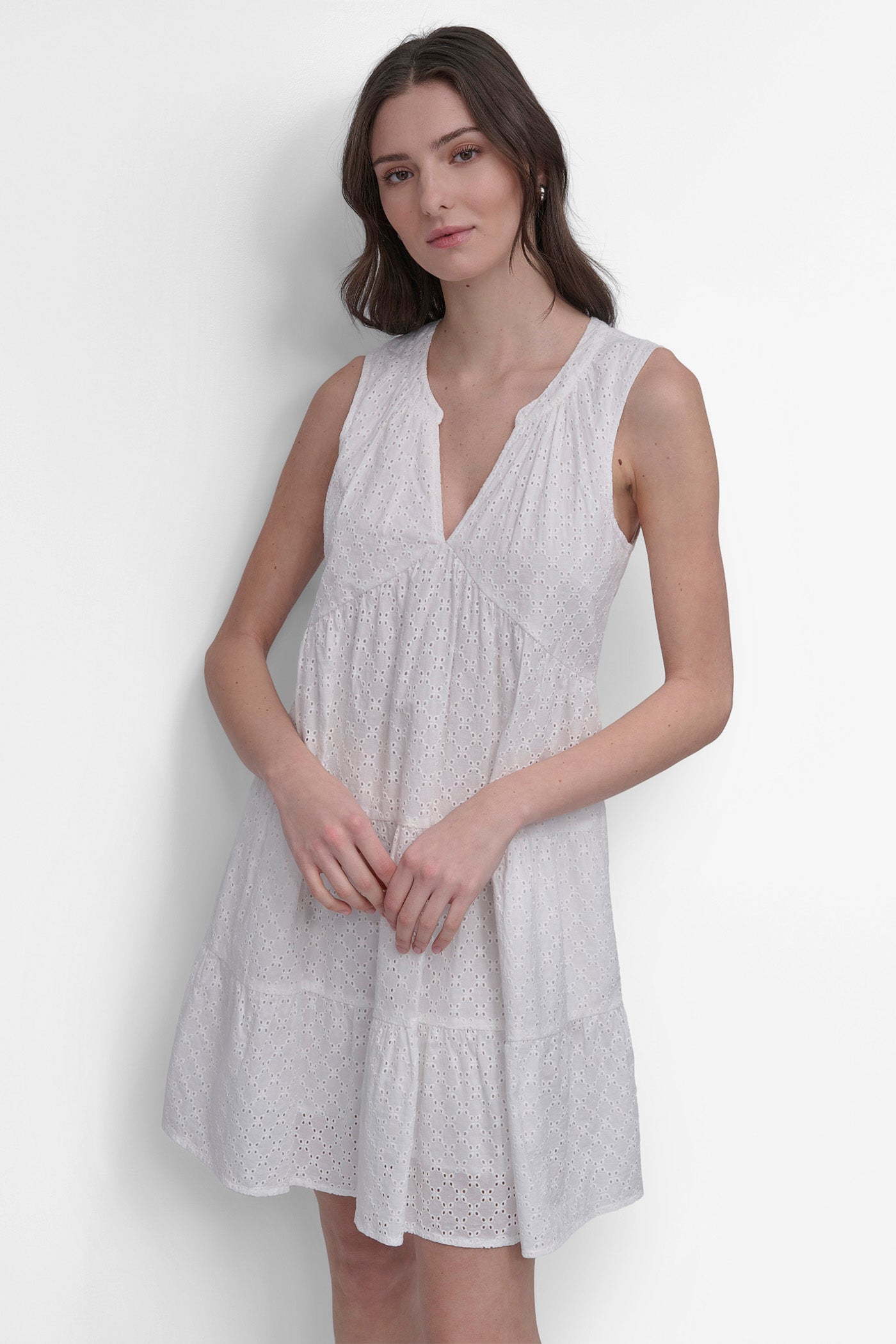 SLEEVELESS EYELET TIERED DRESS VIEW 7 | SALE DRESSES
