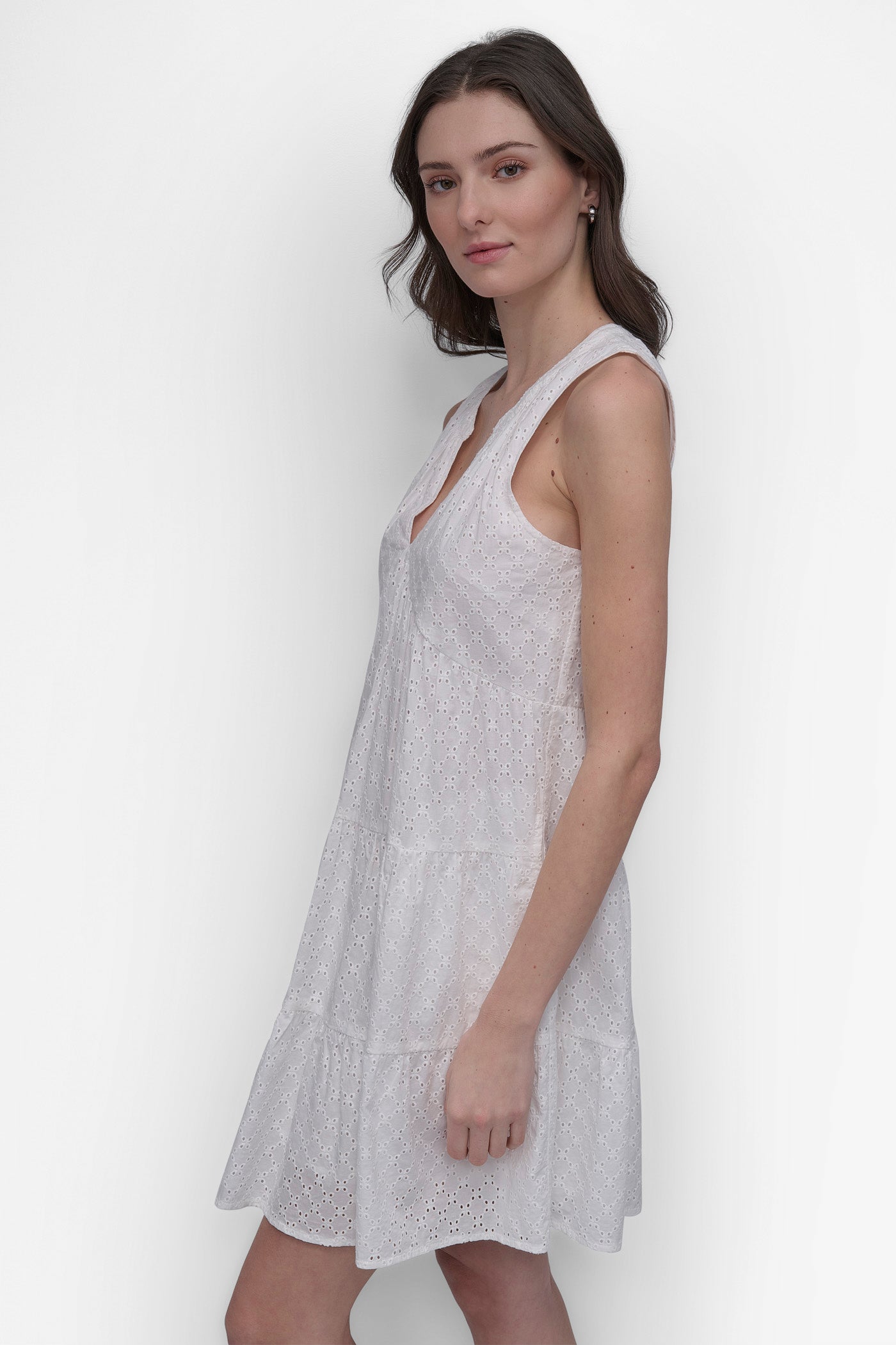 SLEEVELESS EYELET TIERED DRESS VIEW 3 | SALE DRESSES