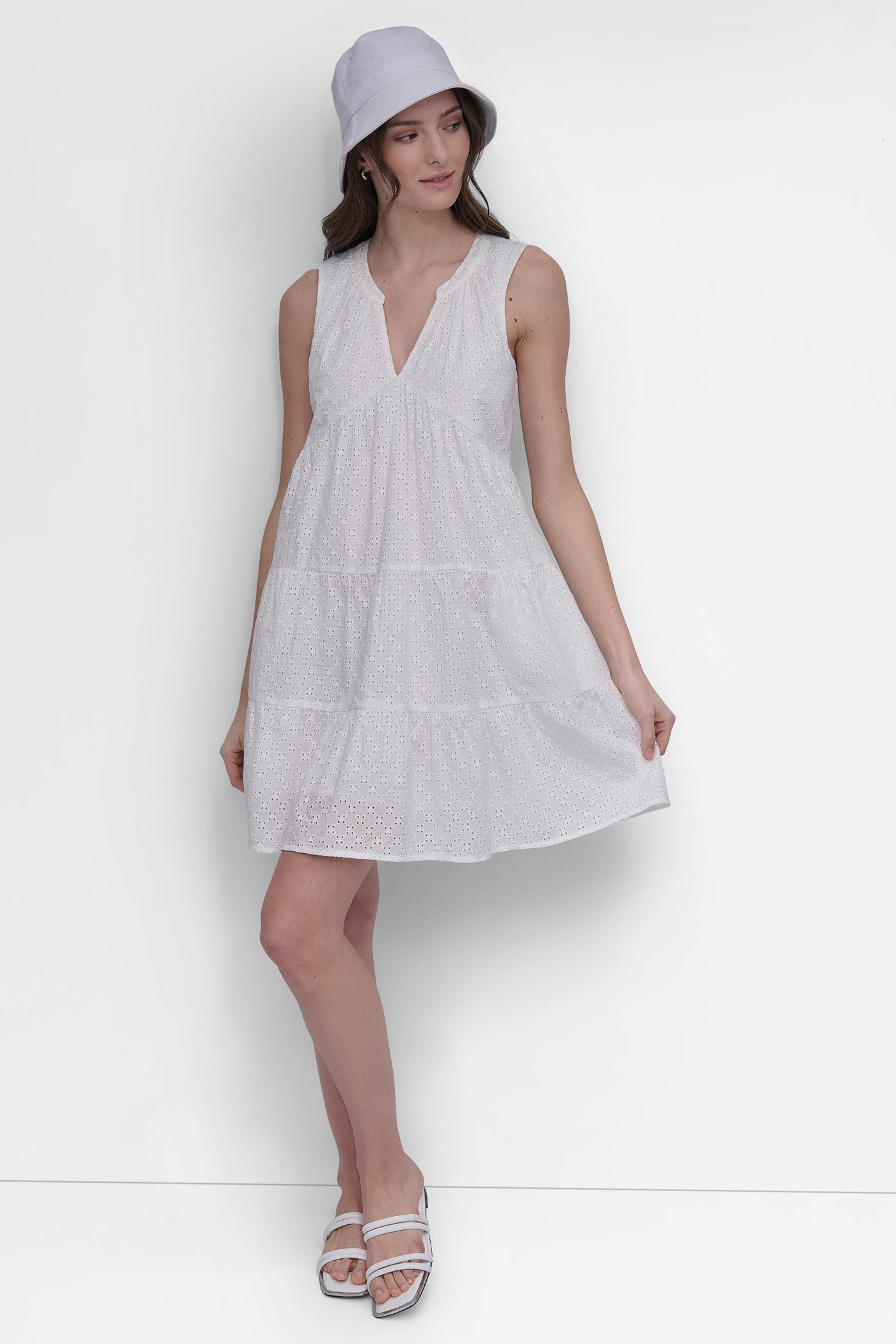 SLEEVELESS EYELET TIERED DRESS VIEW 8 | SALE DRESSES