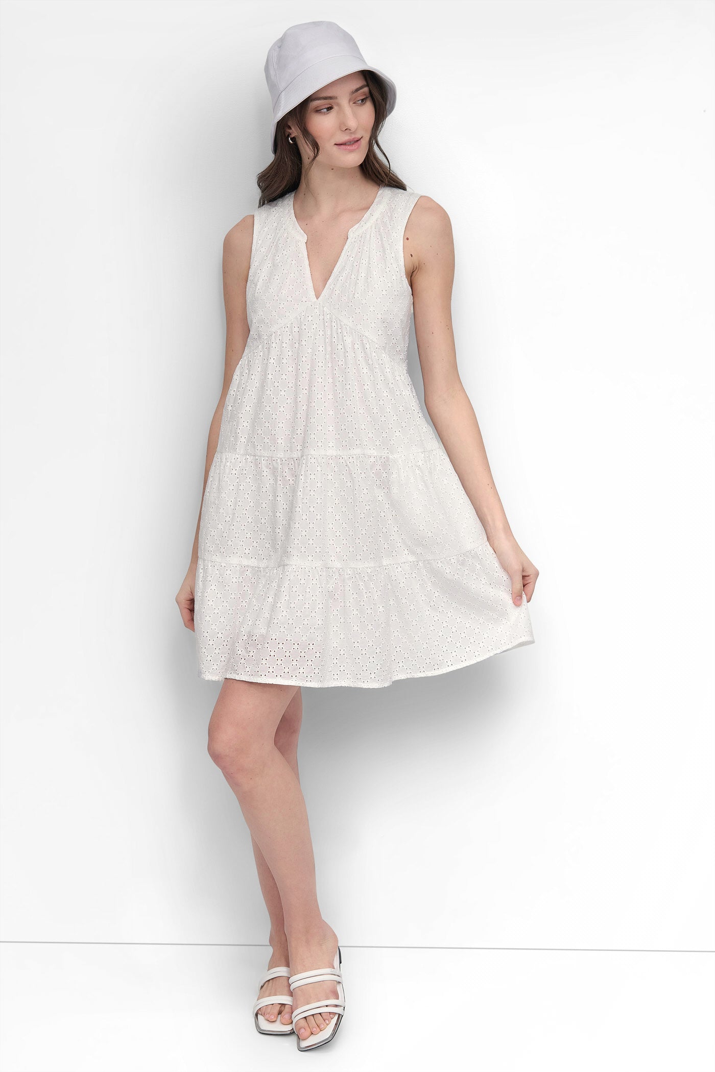 SLEEVELESS EYELET TIERED DRESS VIEW 8 | SELECT STYLES