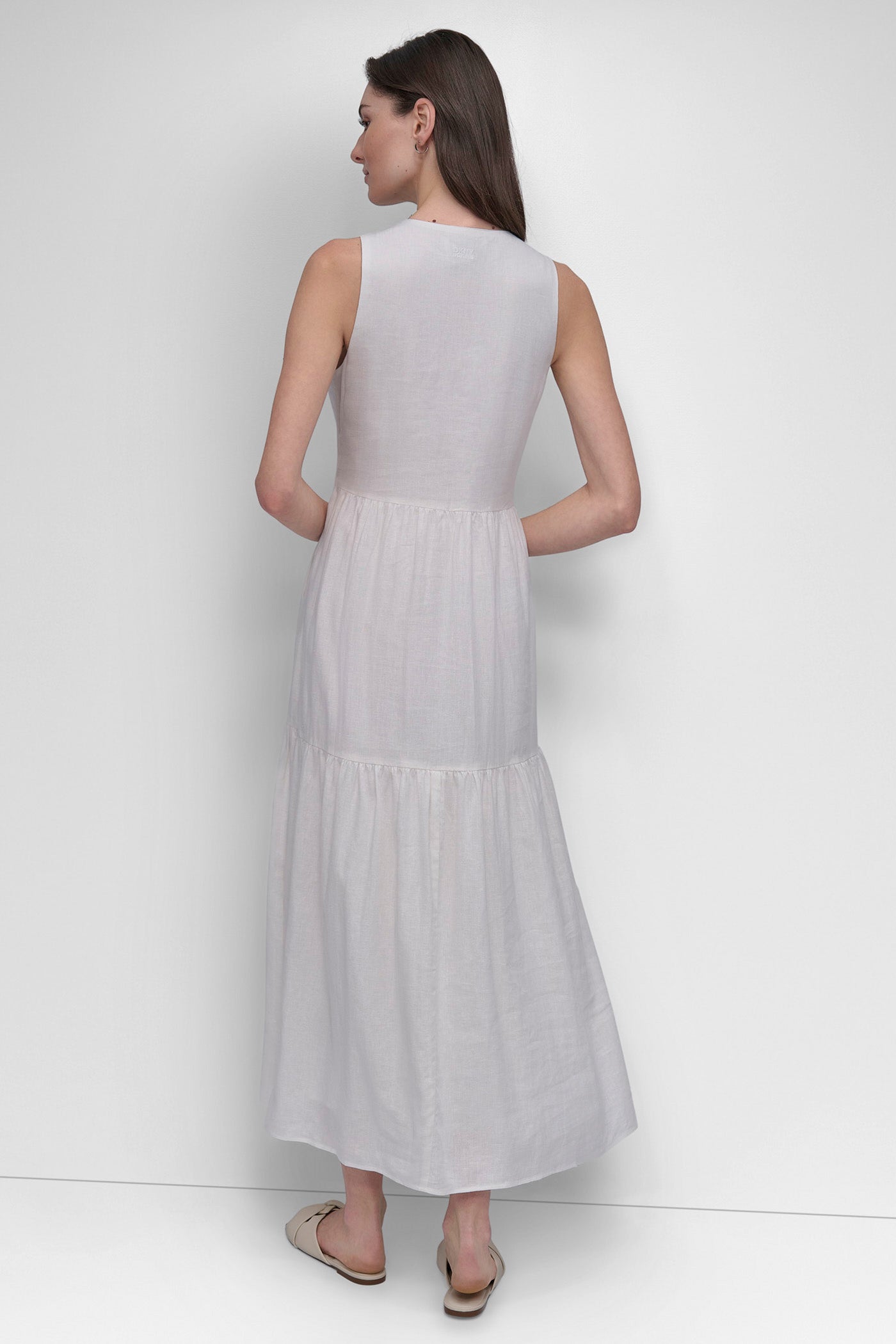 IVORY LINEN SLEEVELESS TIERED MAXI, VIEW 2 | SALE DRESSES