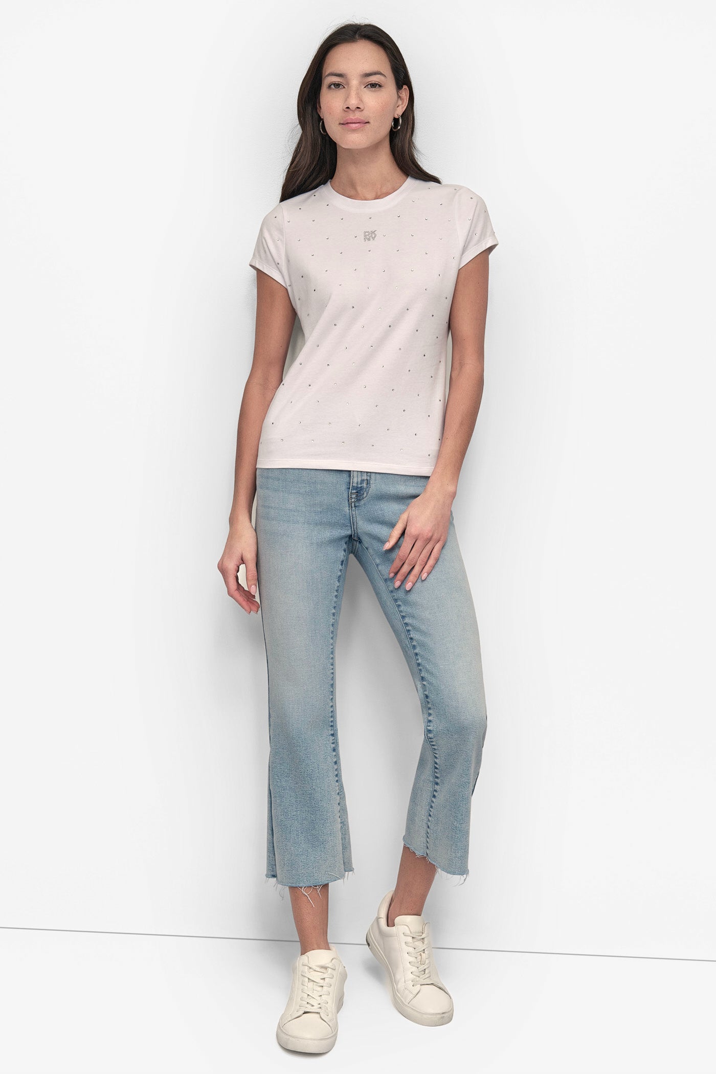 CRYSTAL EMBELLISHED LOGO TEE VIEW 4 | DKNY25