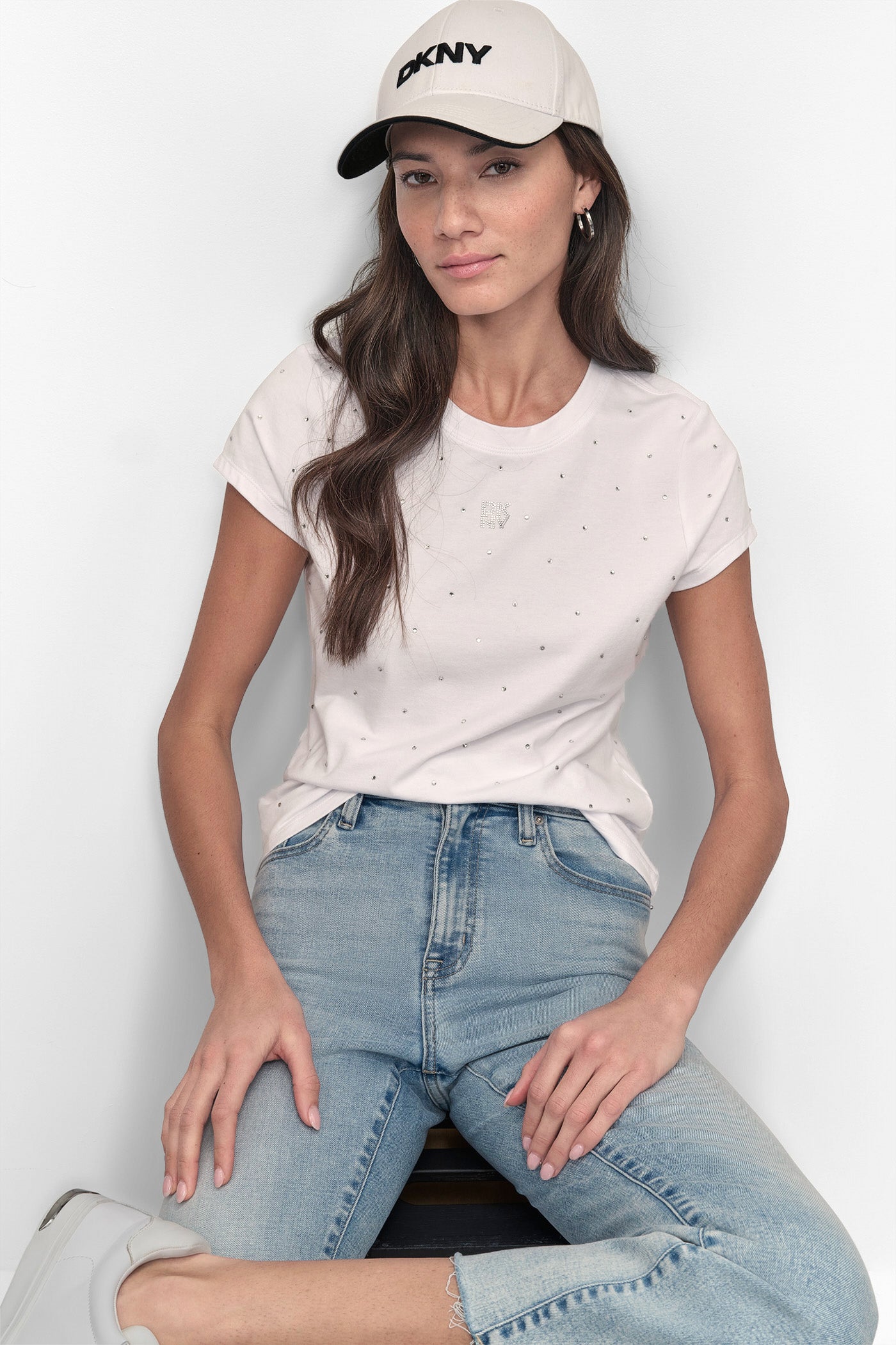 CRYSTAL EMBELLISHED LOGO TEE VIEW 5 | DKNY25