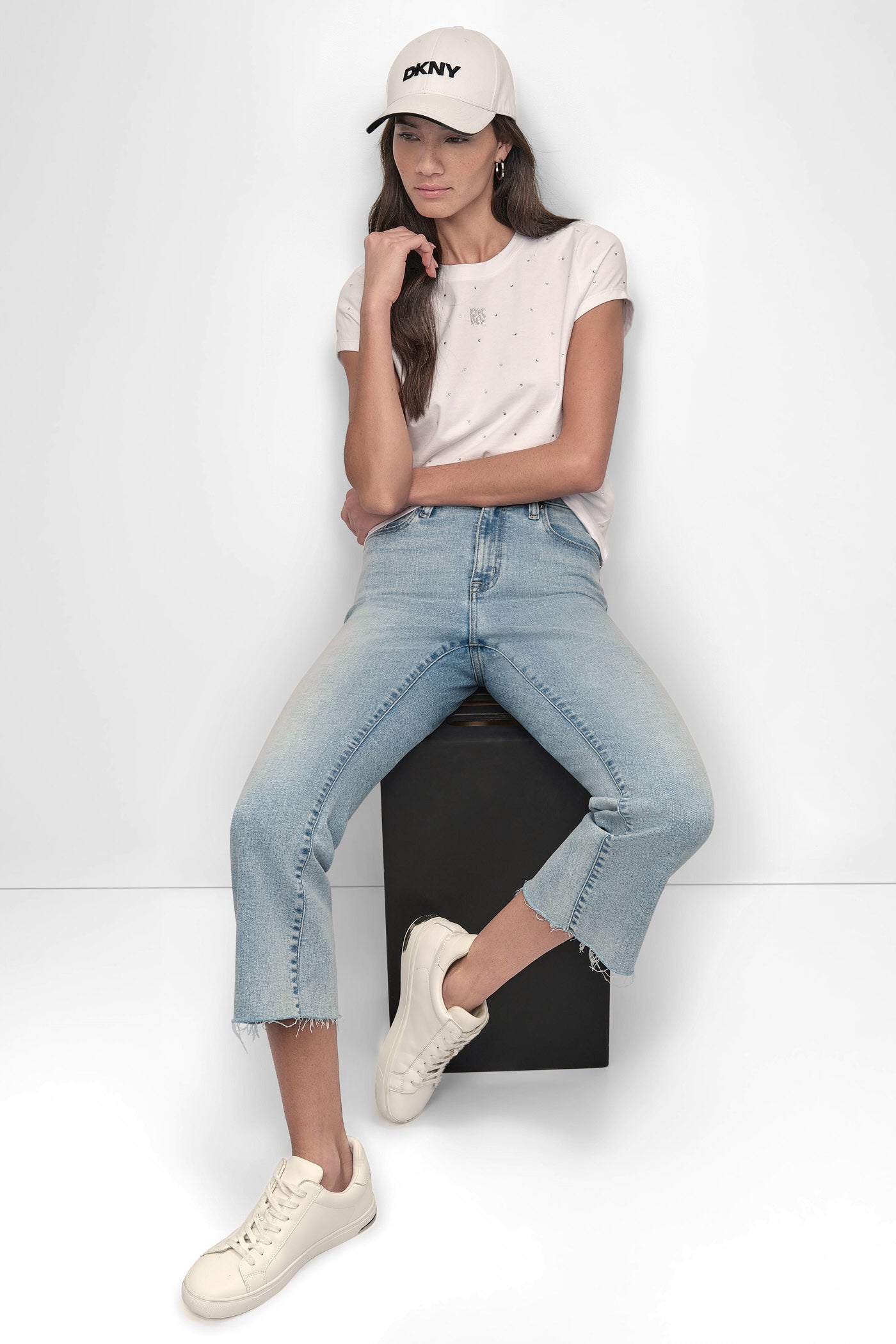 CRYSTAL EMBELLISHED LOGO TEE VIEW 6 | DKNY25