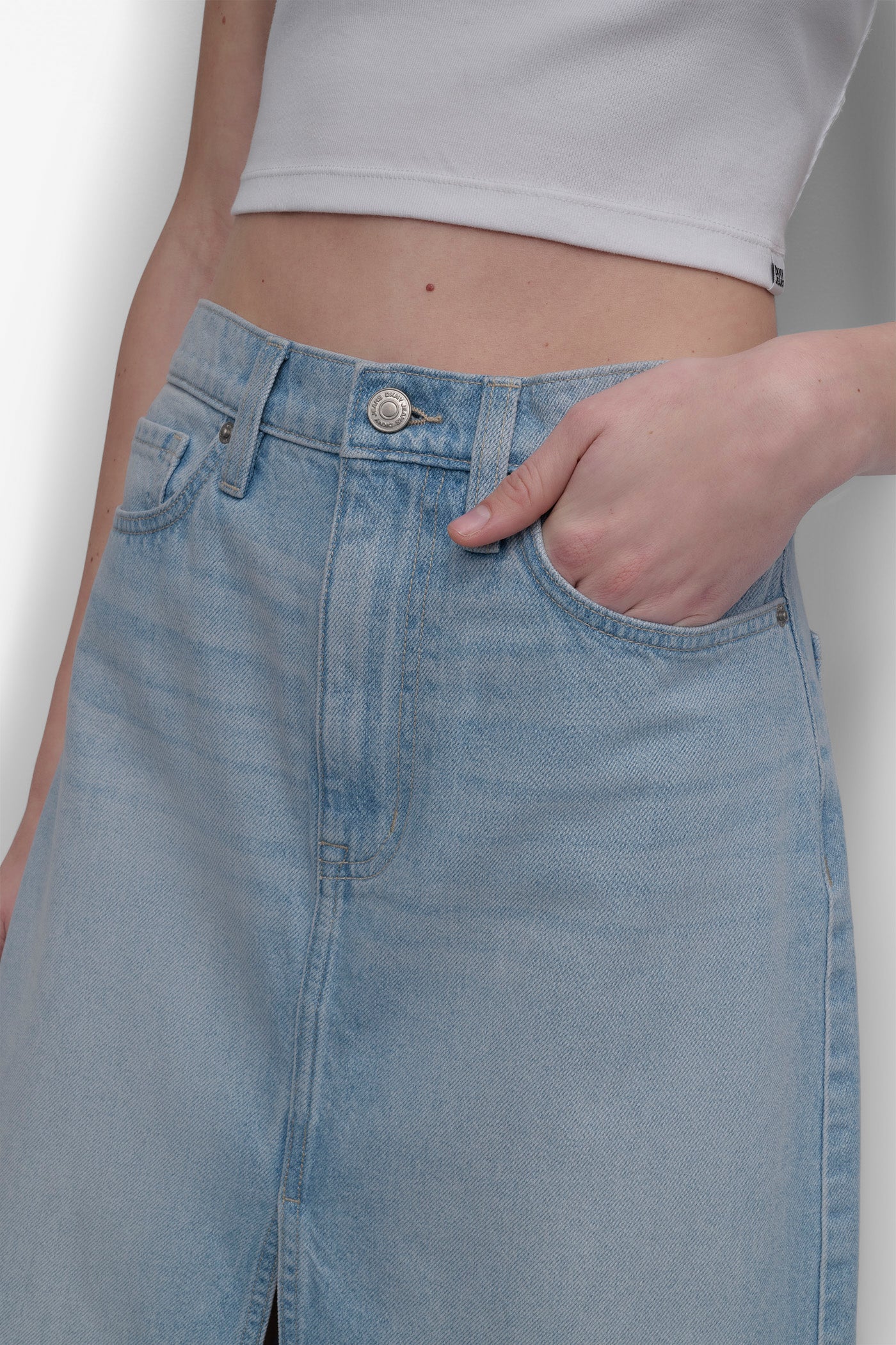 HIGH RISE A-LINE MAXI SKIRT VIEW 5 | Denim Destination