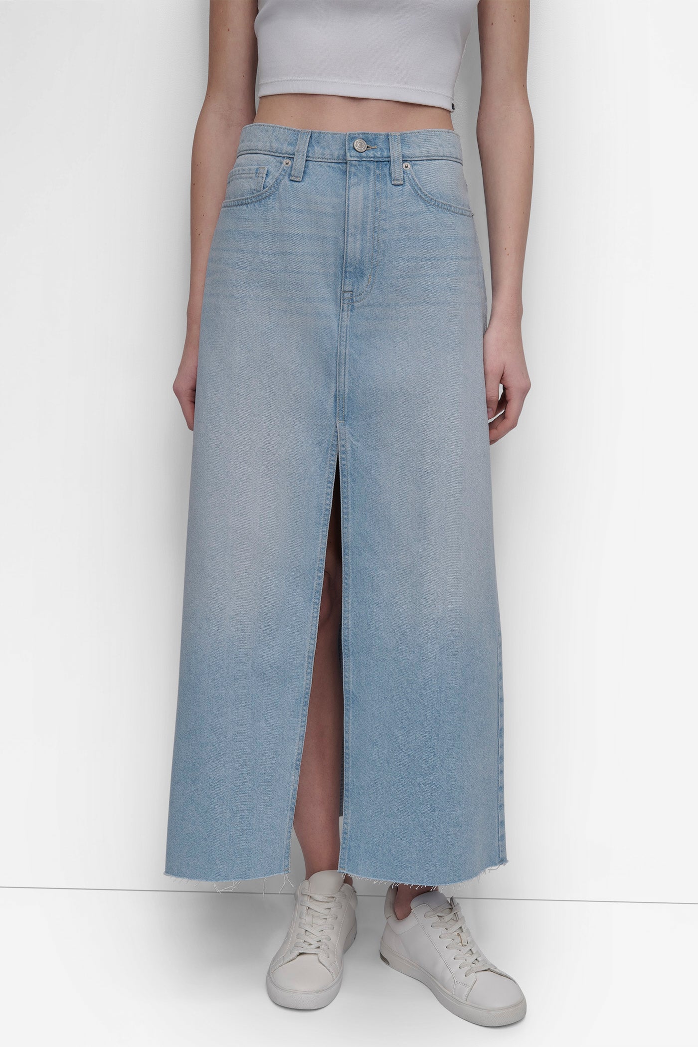 Warren HIGH RISE A-LINE MAXI SKIRT, FRONT VIEW | Denim Destination