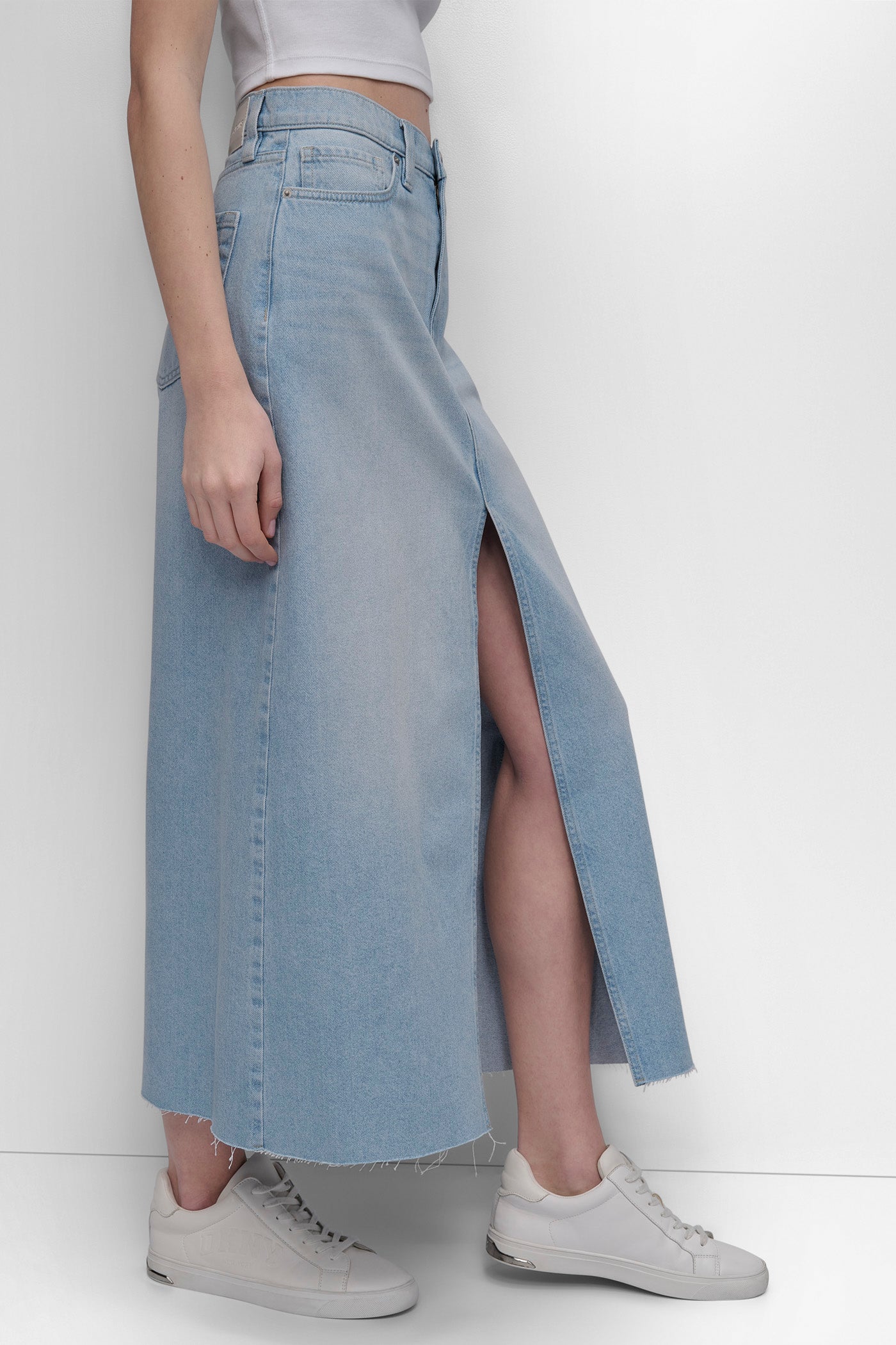 HIGH RISE A-LINE MAXI SKIRT VIEW 3 | Denim Destination