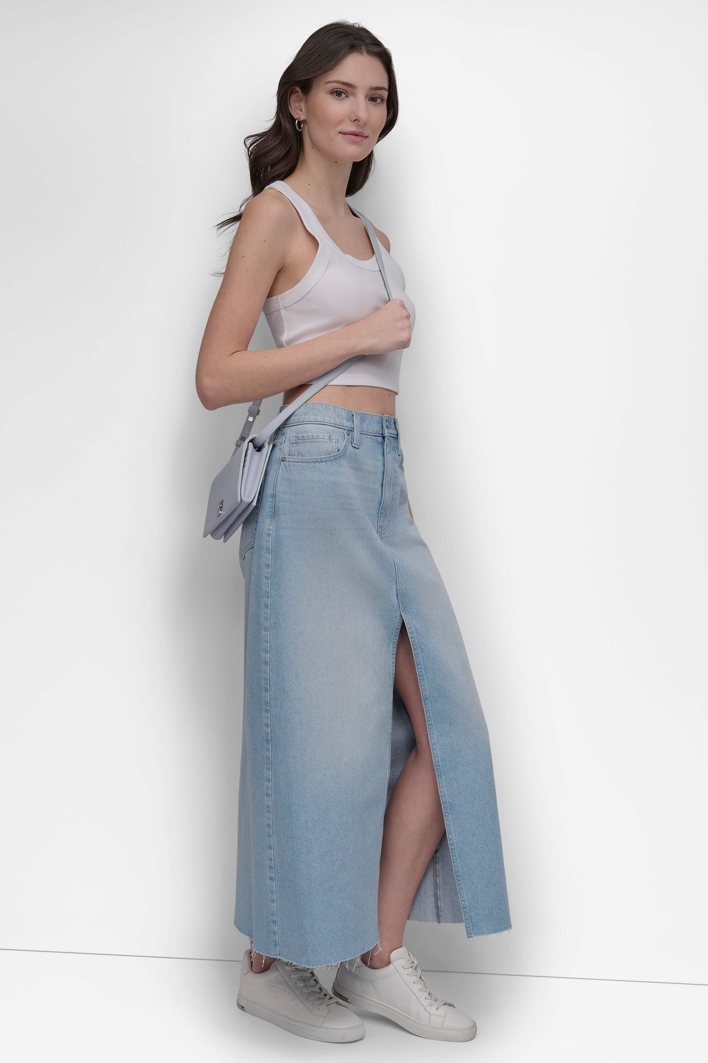 HIGH RISE A-LINE MAXI SKIRT VIEW 6 | Denim Destination