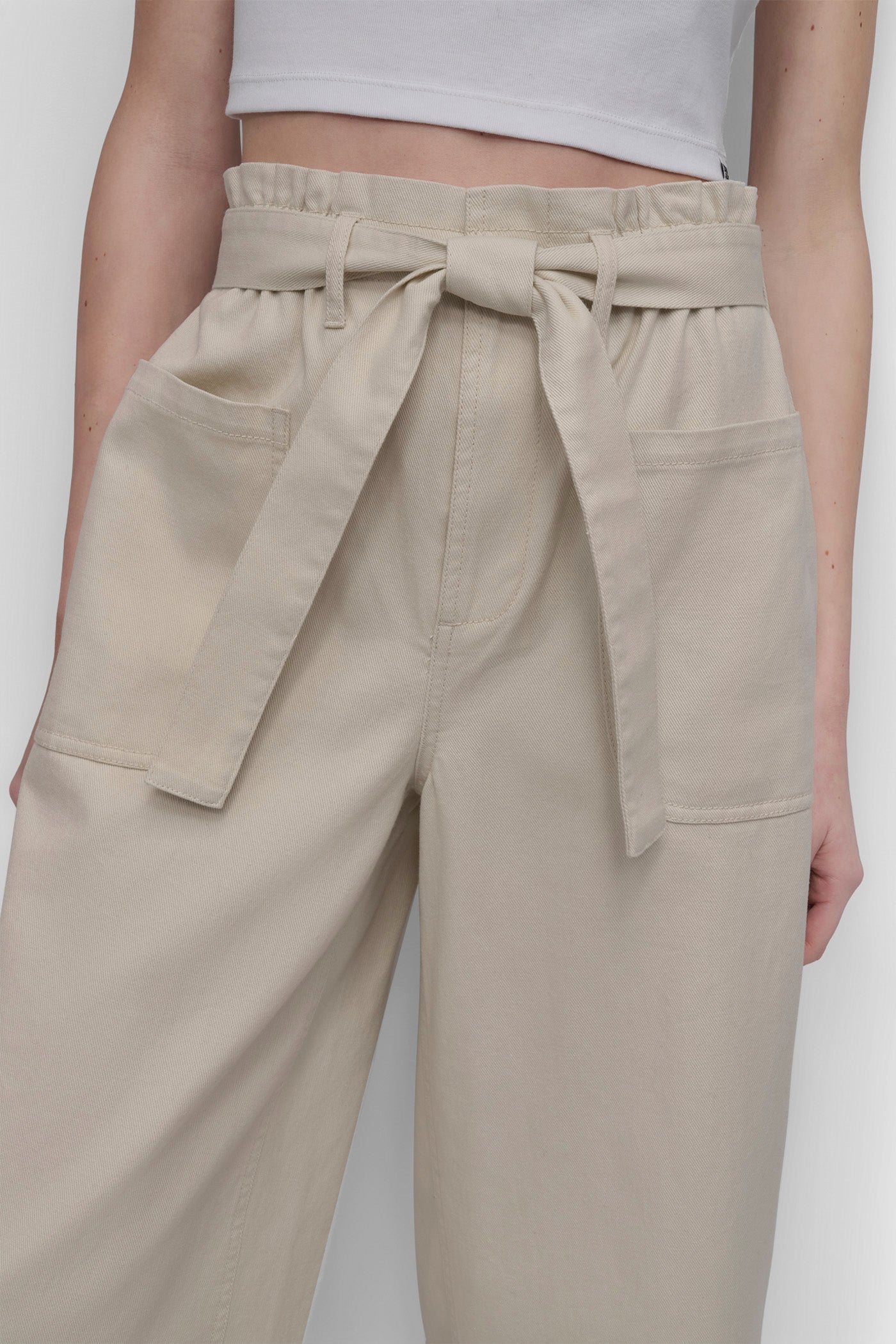 HIGH WAIST PAPER BAG PANT WITH SELF BELT VIEW 4 | Pants & Denim