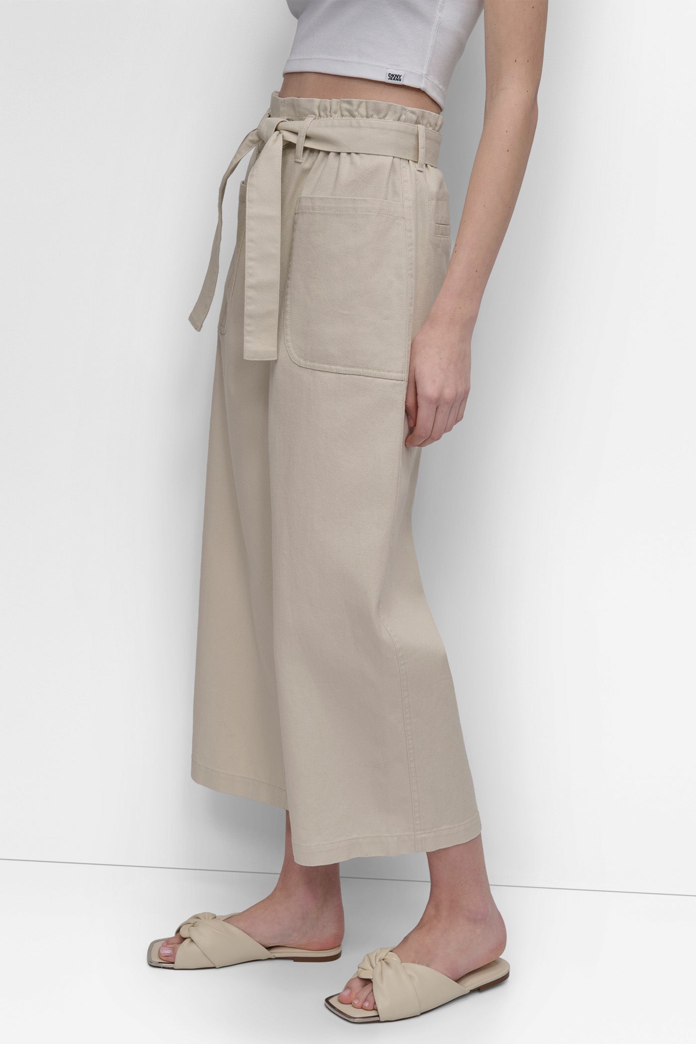 HIGH WAIST PAPER BAG PANT WITH SELF BELT VIEW 3 | Pants & Denim