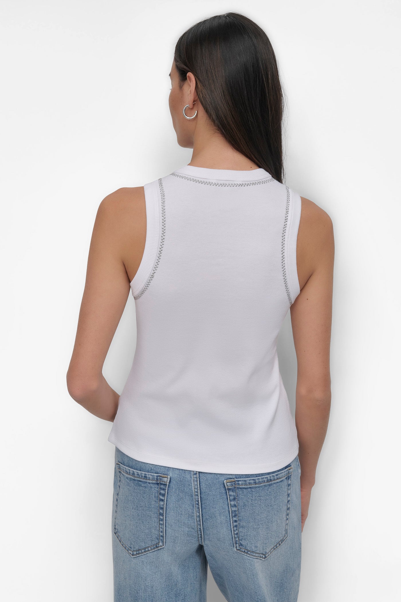 White RHINESTONE TANK, BACK VIEW | Summer Essentials
