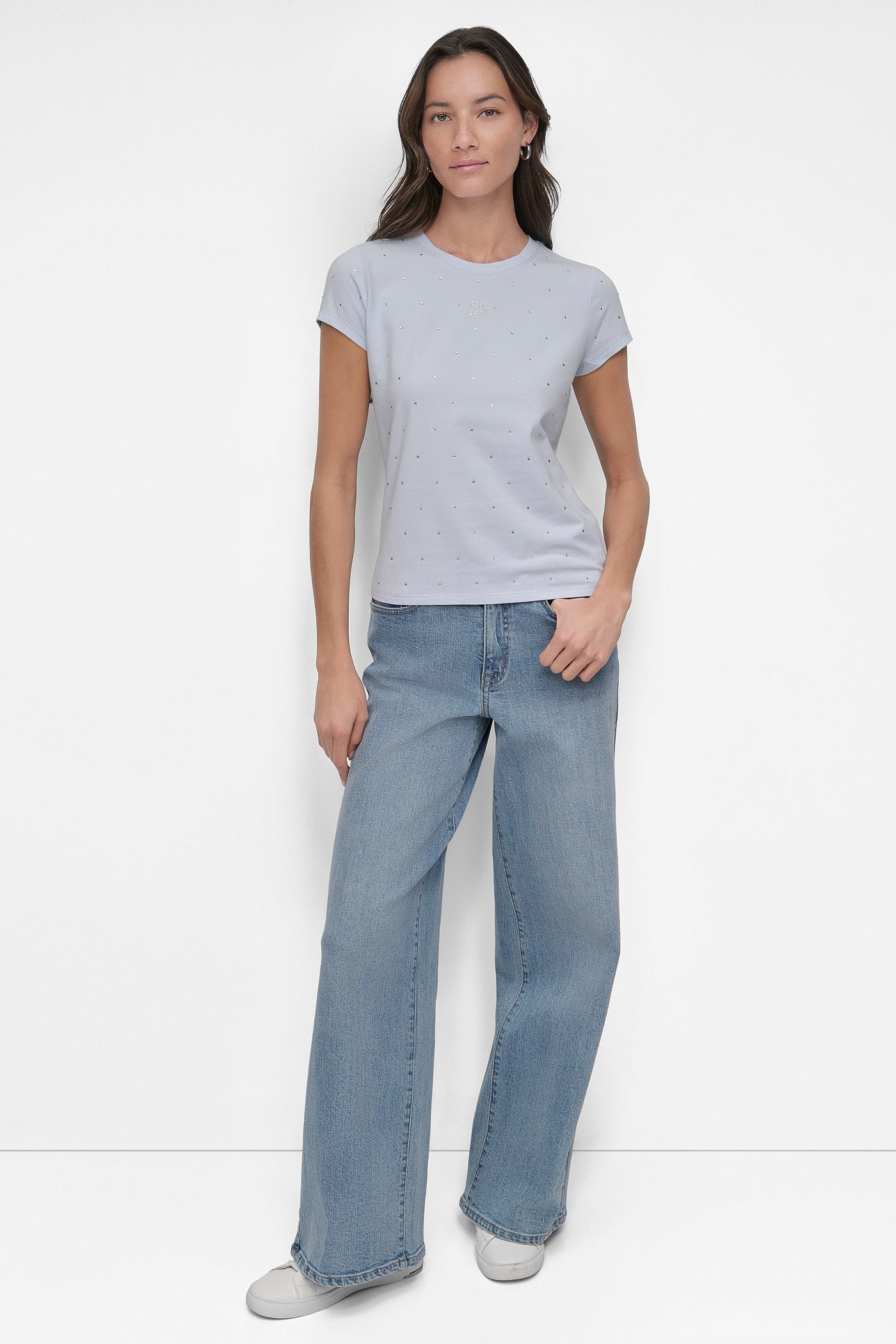 CRYSTAL EMBELLISHED LOGO TEE VIEW 6 | Under $50