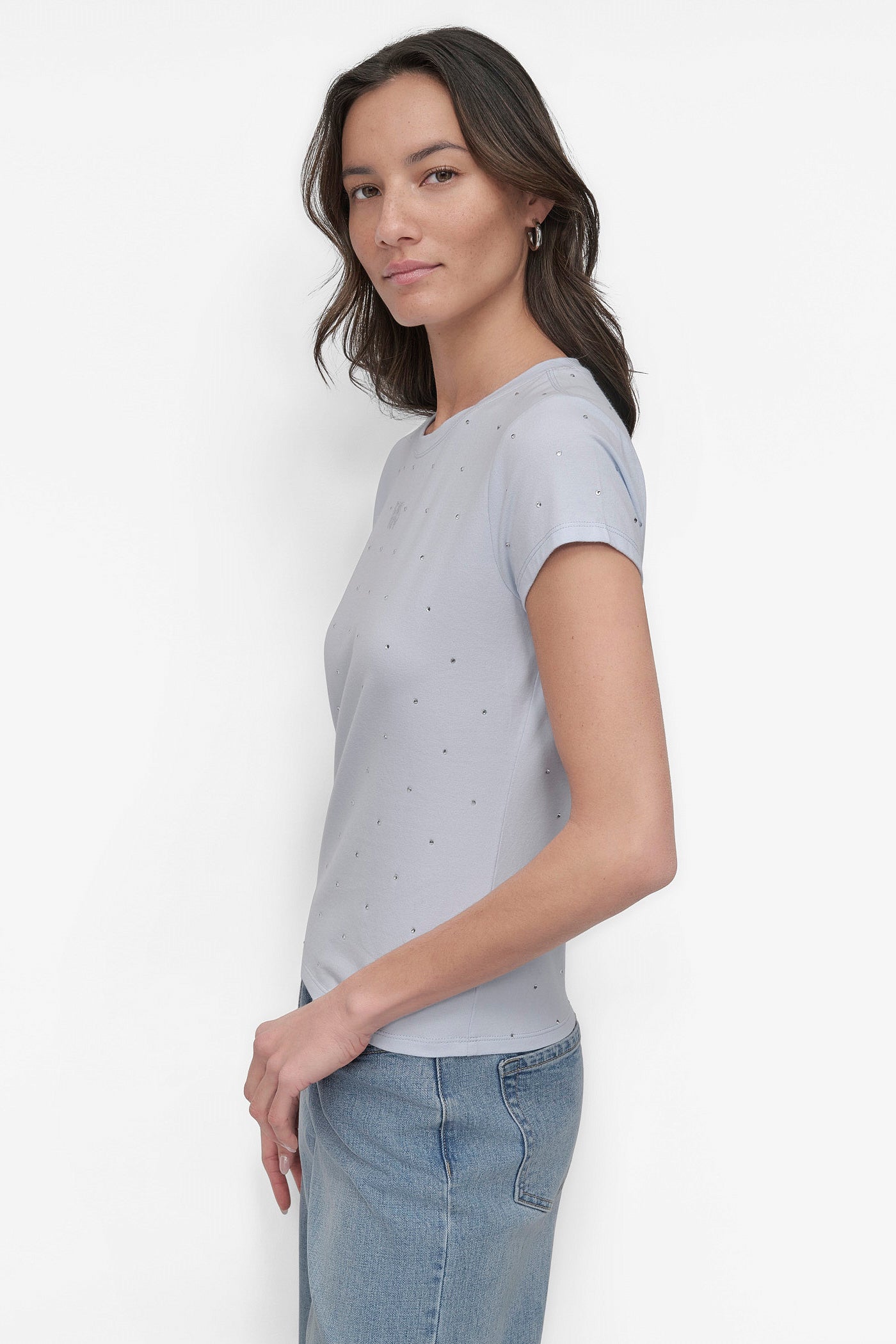 CRYSTAL EMBELLISHED LOGO TEE VIEW 3 | Under $50