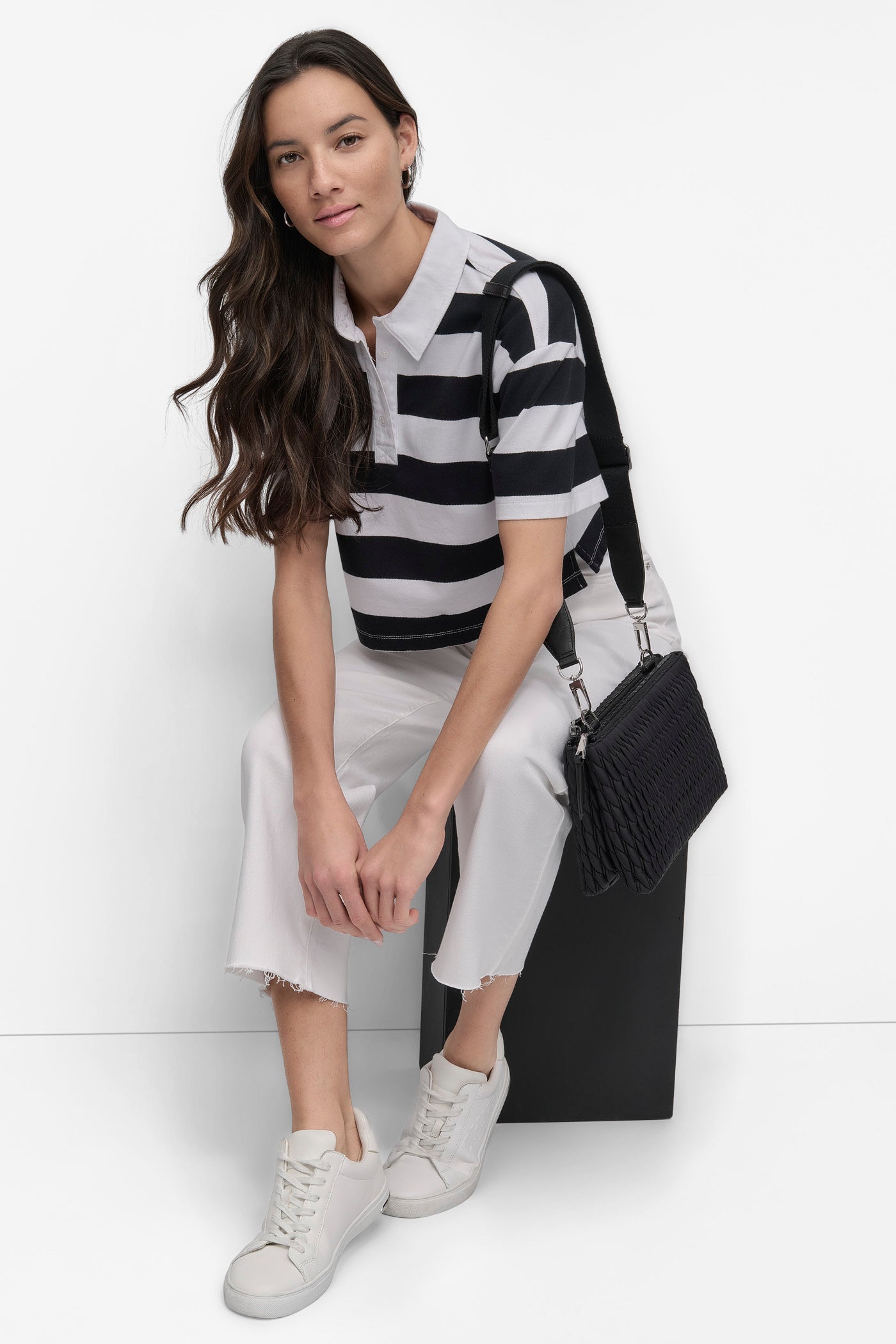 RUGBY STRIPE BOXY POLO WITH WOVEN TWILL COLLAR VIEW 7 | Clothing