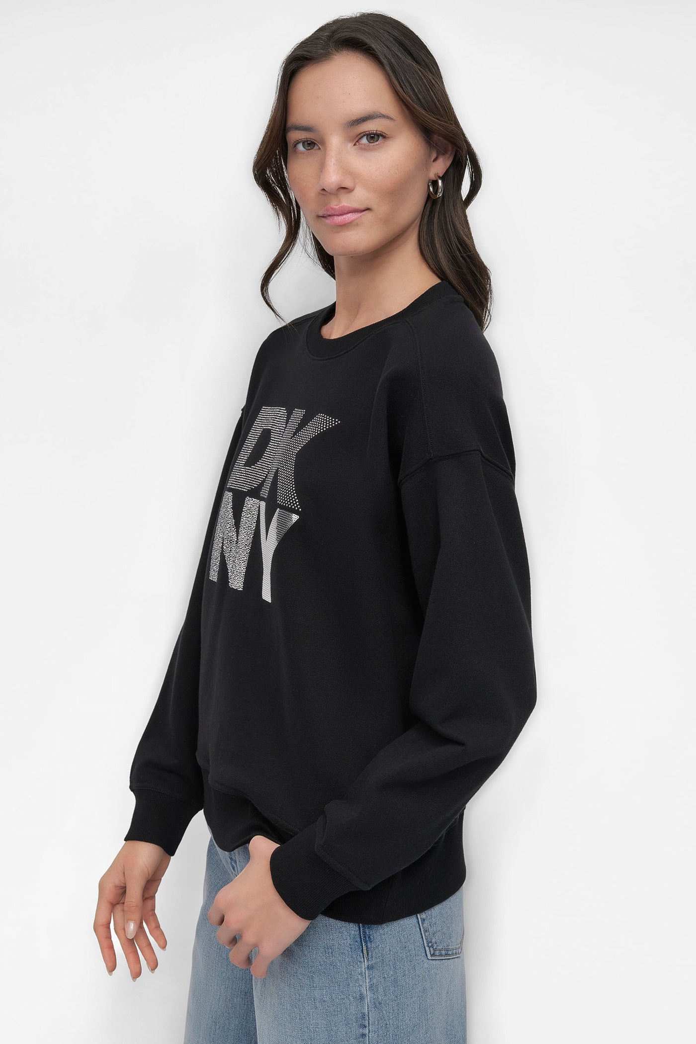 STACKED NY MIXED EMBELLISHED SWEATSHIRT VIEW 3 | DKNY Promo