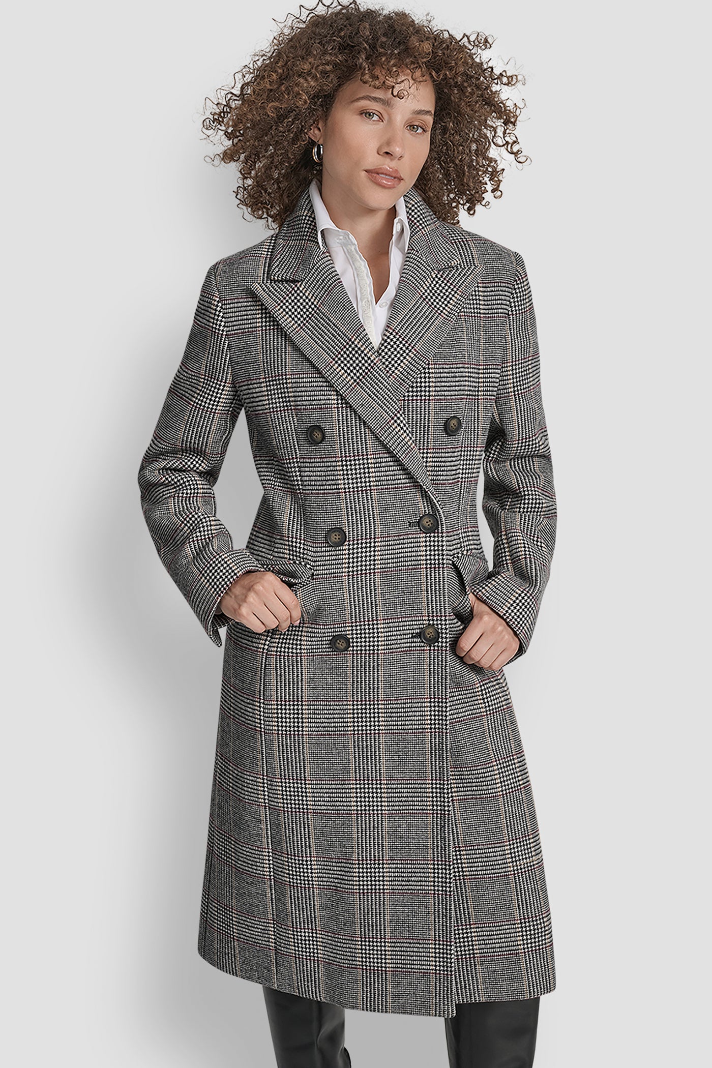Plaid Combo LONG PLAID JACKET, VIEW 1 | DKNY Promo