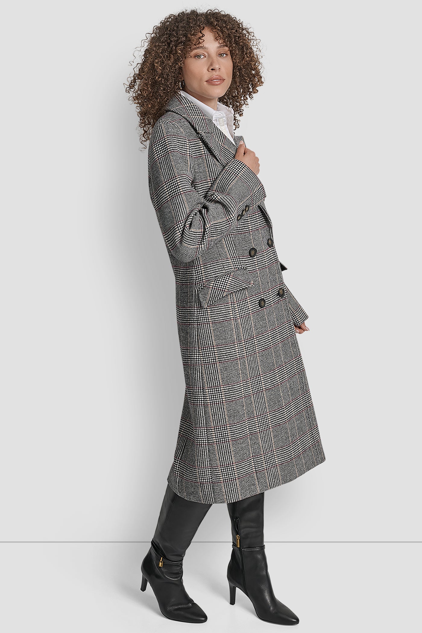 LONG PLAID JACKET VIEW 3 | DKNY Promo