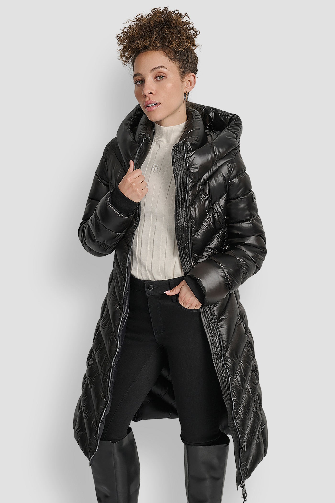 FULL LENGTH HOODED PUFFER VIEW 6 | DKNY Promo