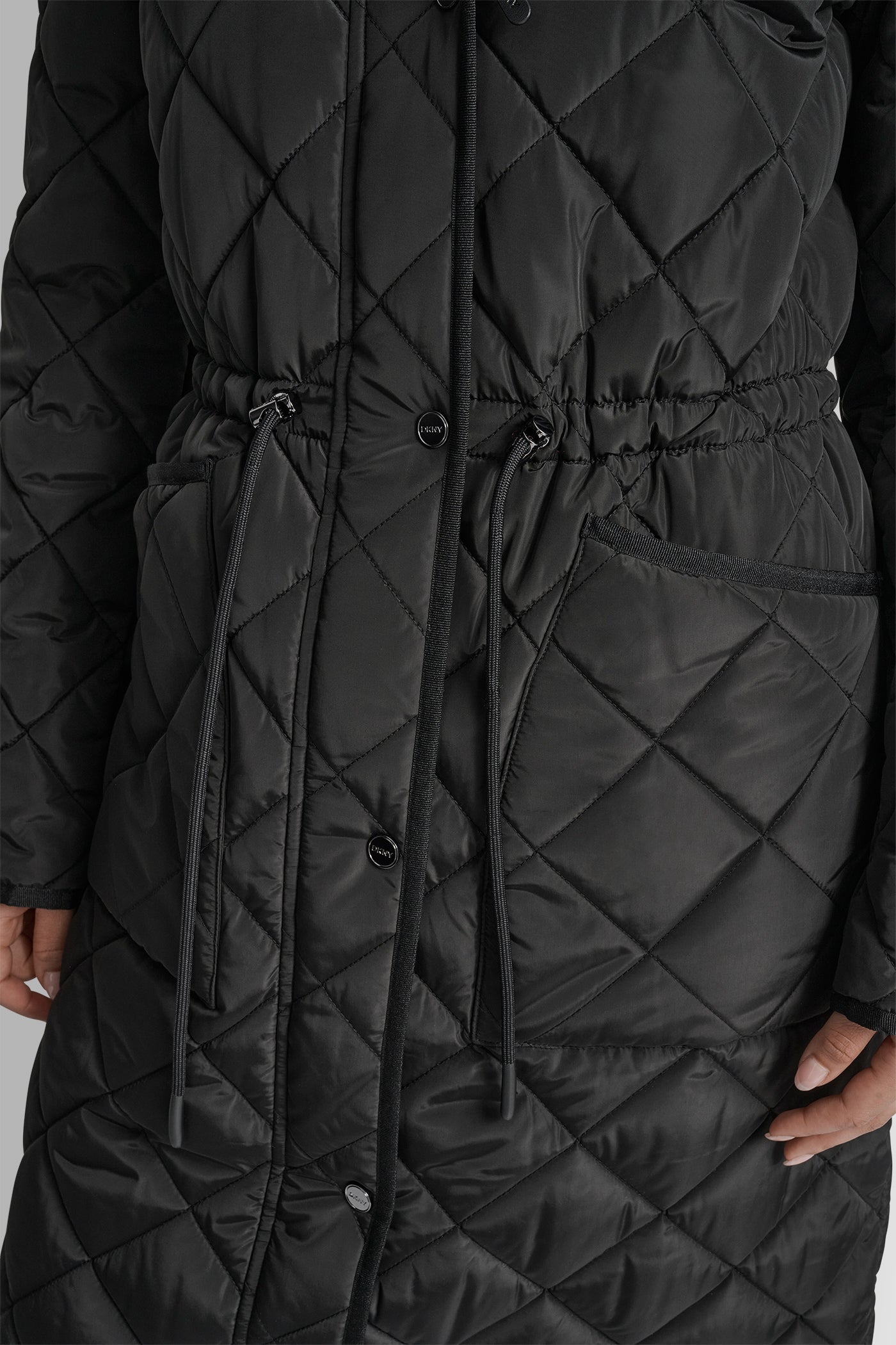 LONG QUILTED COAT WITH FAUX LEATHER COLLAR VIEW 6 | New Arrivals