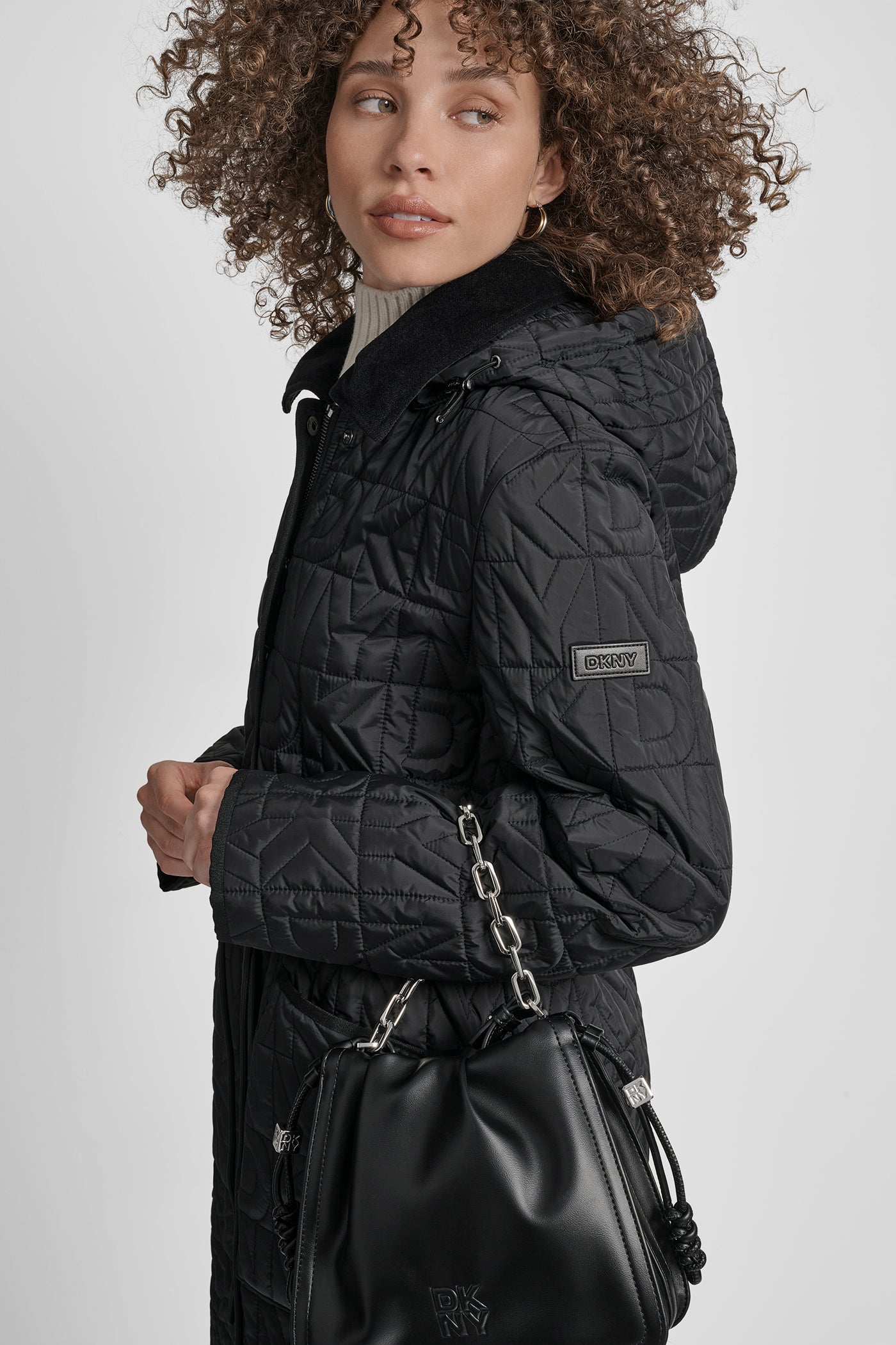 LONG QUILTED COAT WITH FAUX LEATHER COLLAR VIEW 6 | New Arrivals