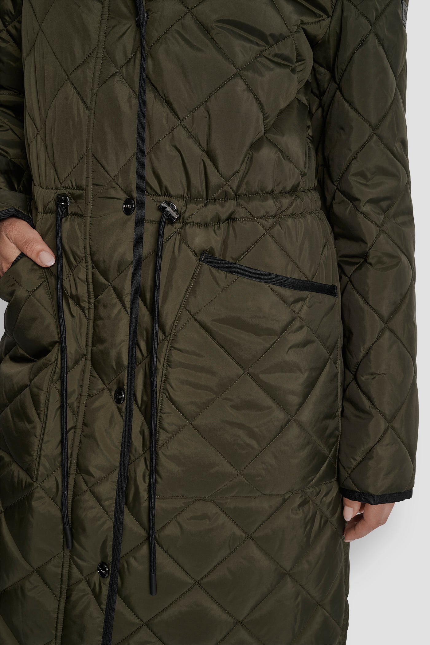 LONG QUILTED COAT WITH FAUX LEATHER COLLAR VIEW 6 | New Arrivals