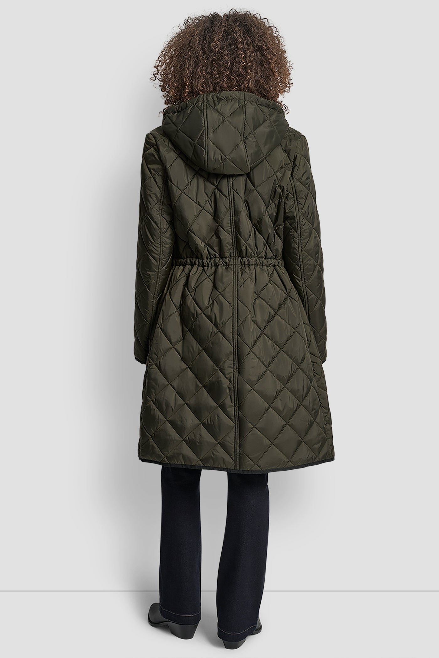 LODEN LONG QUILTED COAT WITH FAUX LEATHER COLLAR, BACK VIEW | New Arrivals