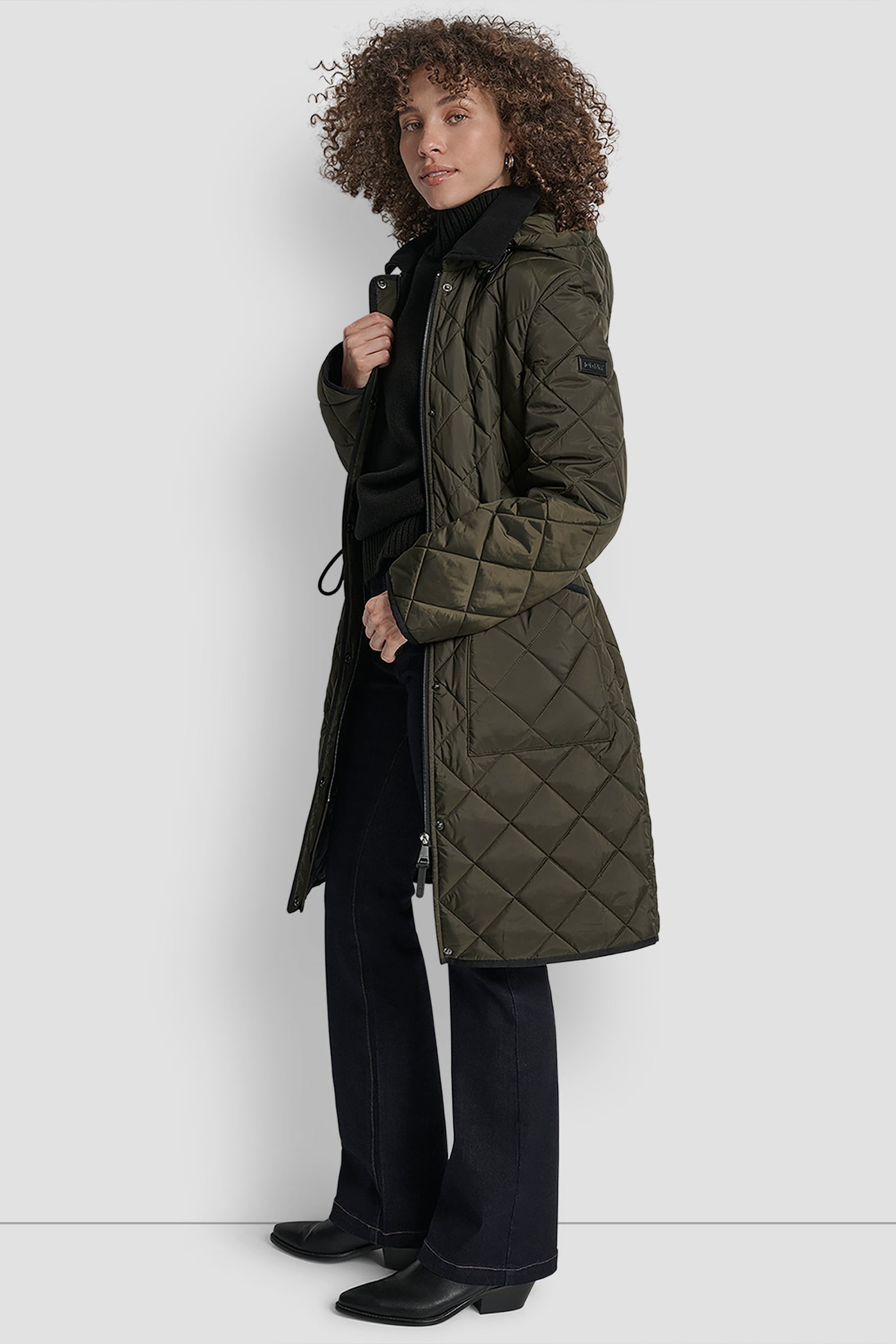 LONG QUILTED COAT WITH FAUX LEATHER COLLAR VIEW 3 | New Arrivals