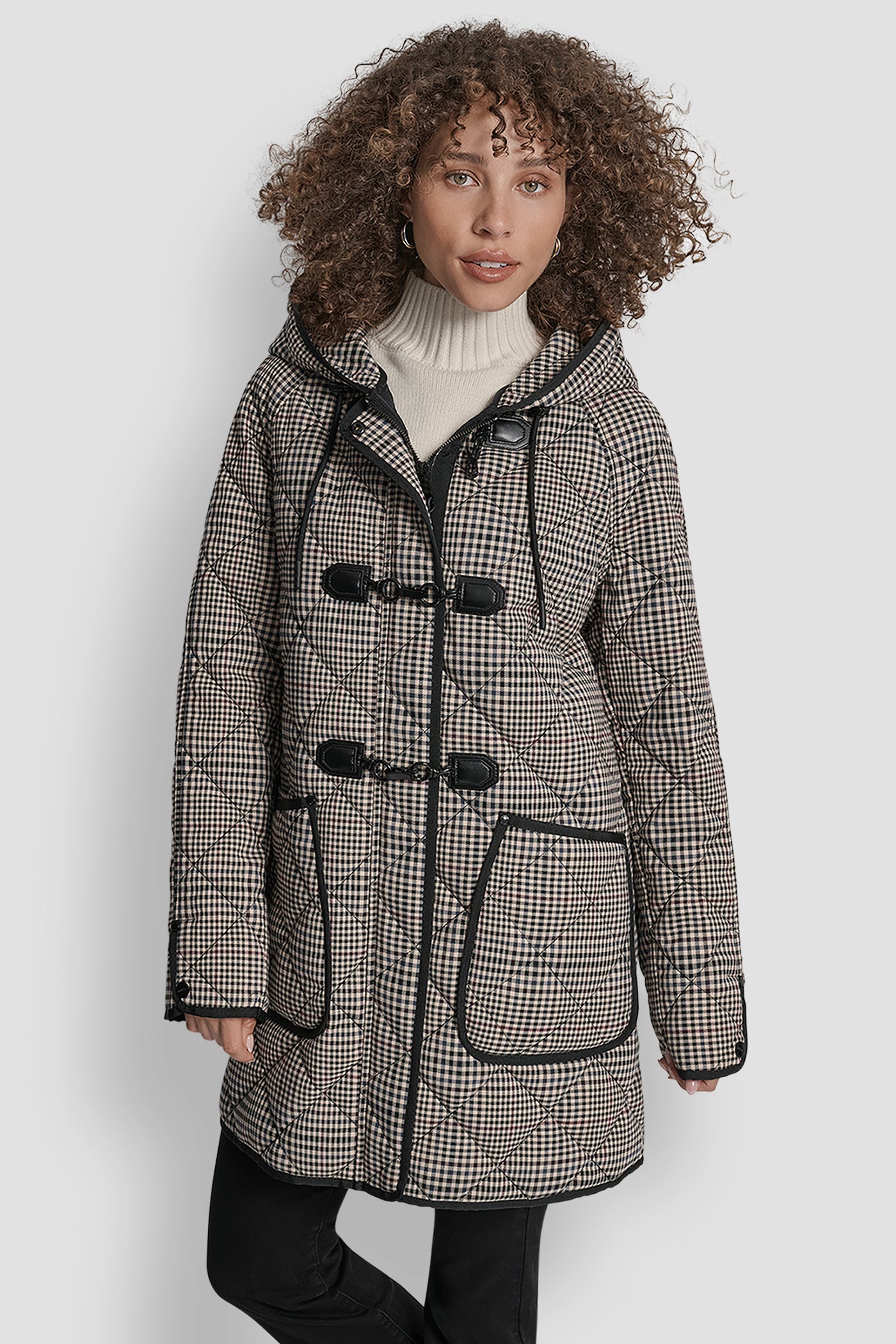 HERITAGE PLAID QUILT COAT WITH TOGGLE, FRONT VIEW | New Arrivals