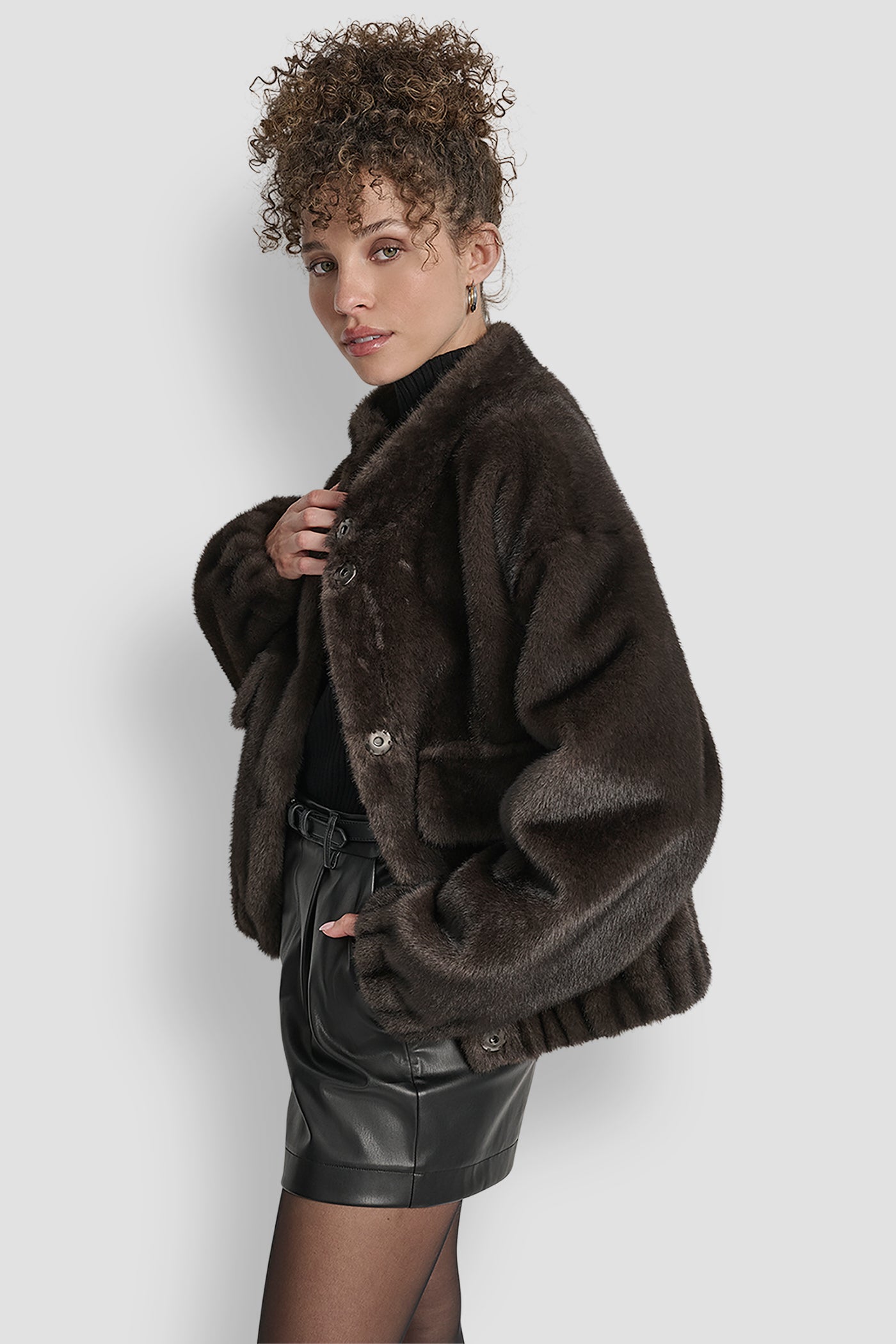 FAUX MINK BONDED SHEARLING VIEW 3 | DKNY Promo