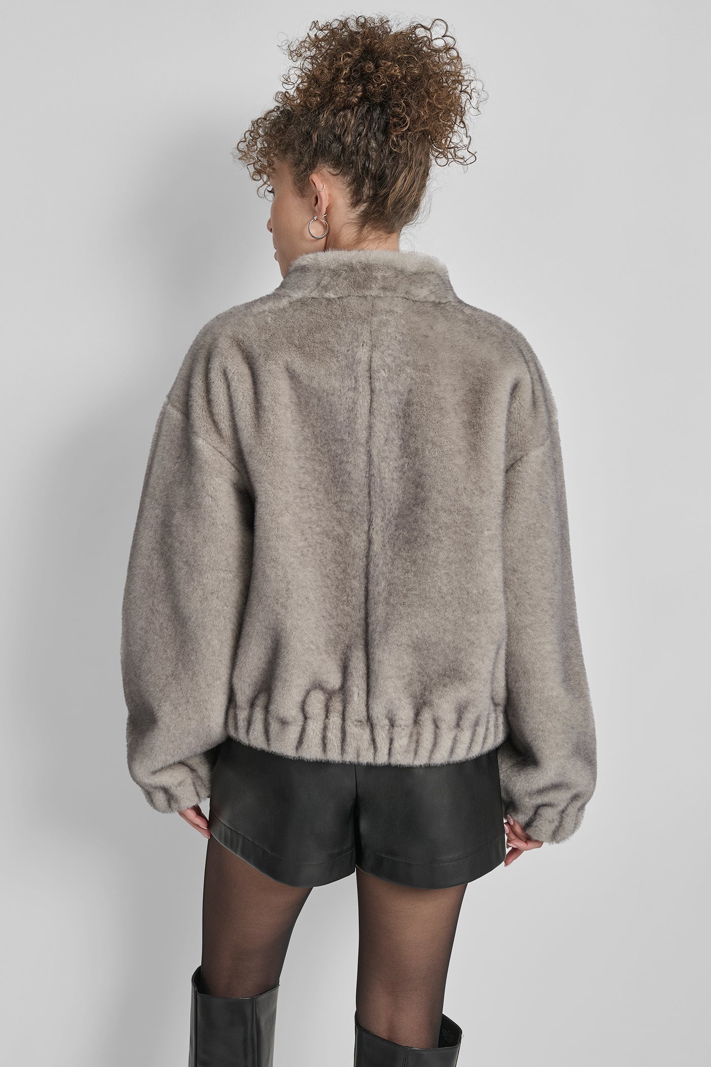 Grey FAUX MINK BONDED SHEARLING, VIEW 2 | WOMENS COATS & JACKETS