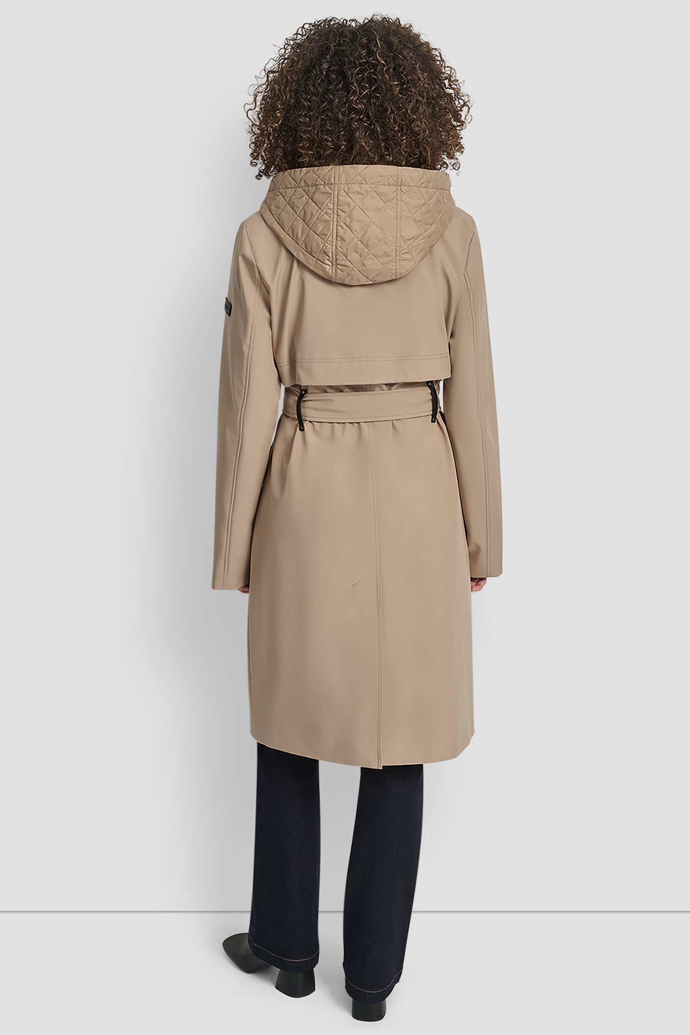 KHAKI LONG FLEXTECH COAT WITH QUILTED BIB, VIEW 2 | New Arrivals