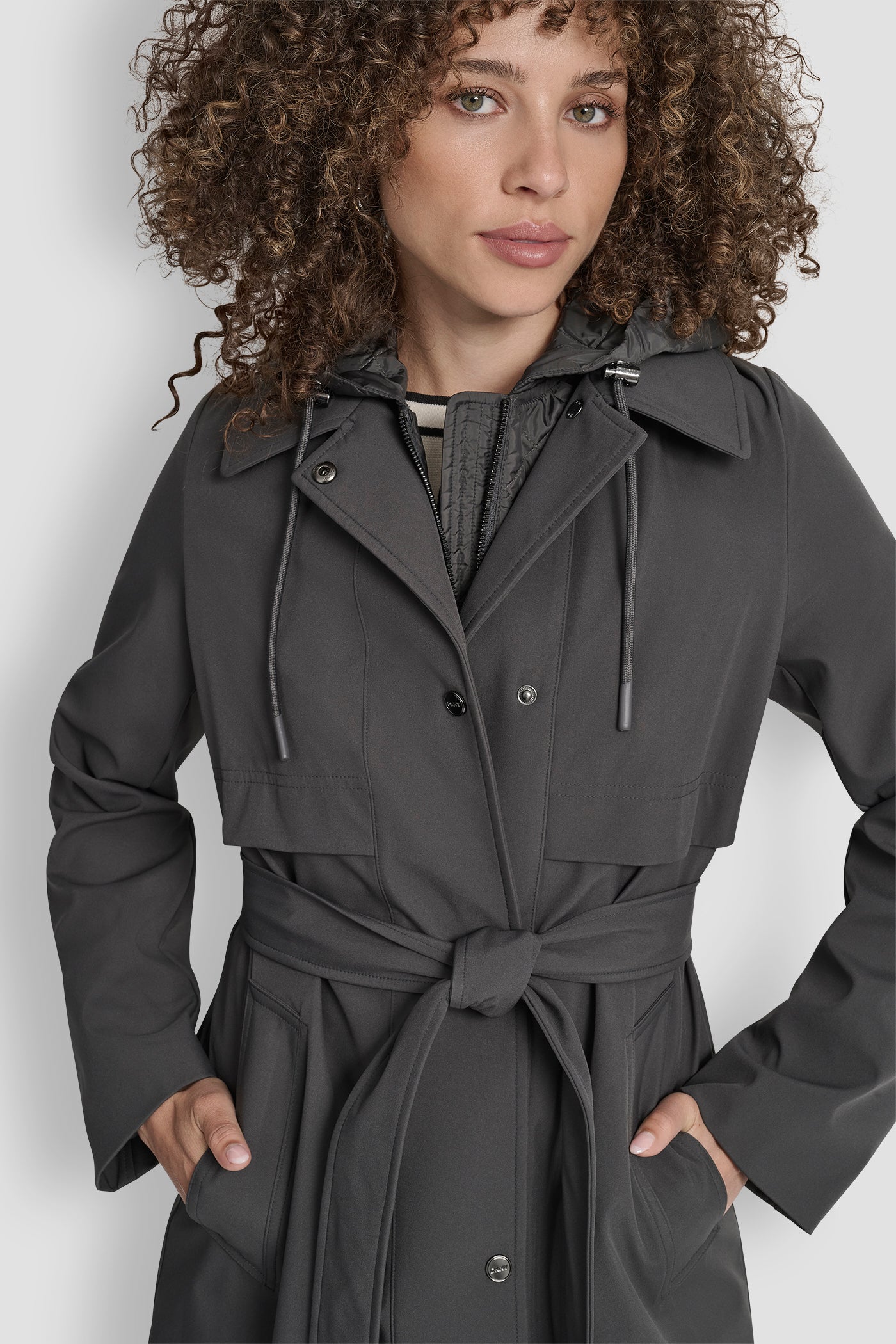 LONG FLEXTECH COAT WITH QUILTED BIB VIEW 6 | New Arrivals