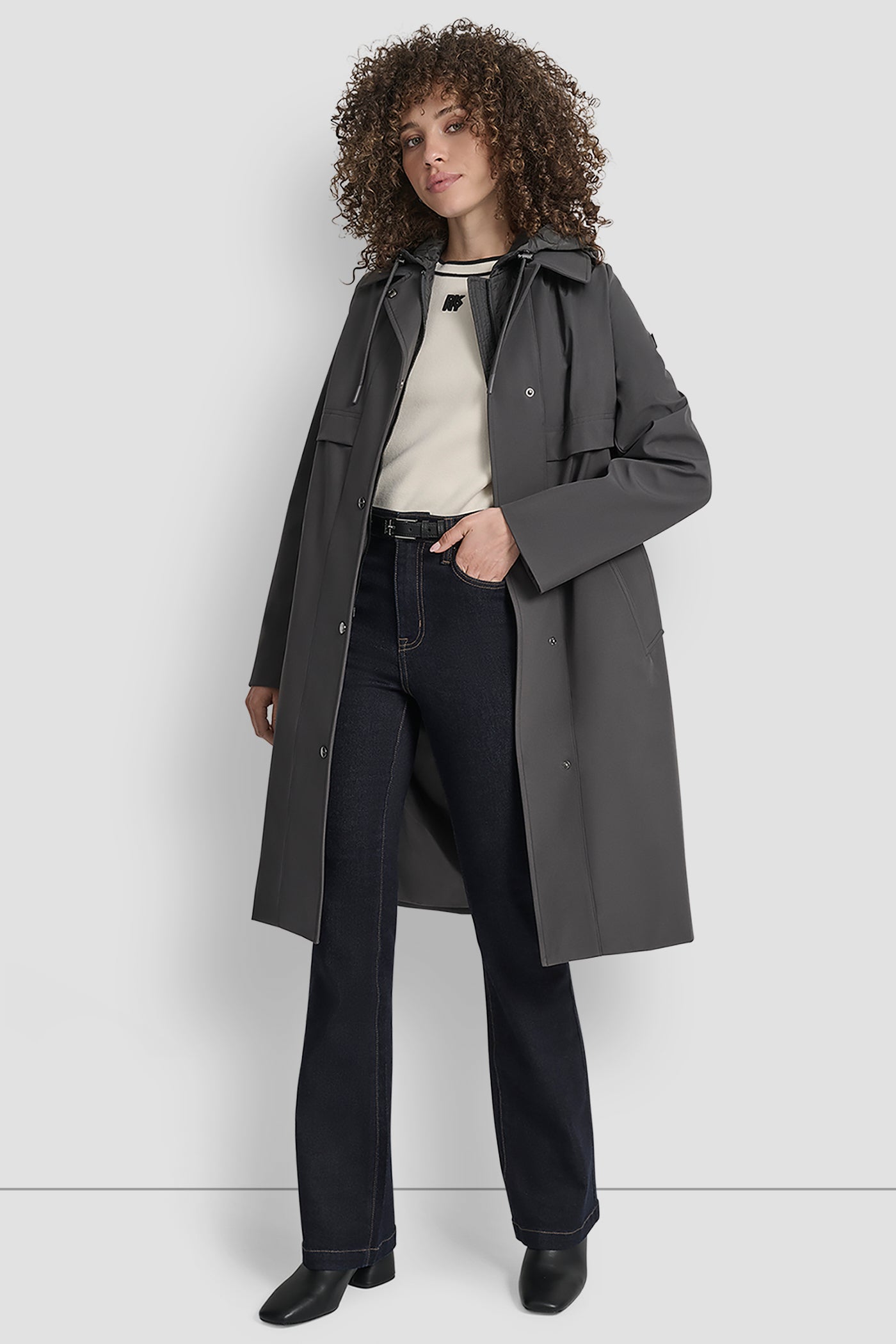 LONG FLEXTECH COAT WITH QUILTED BIB VIEW 9 | New Arrivals