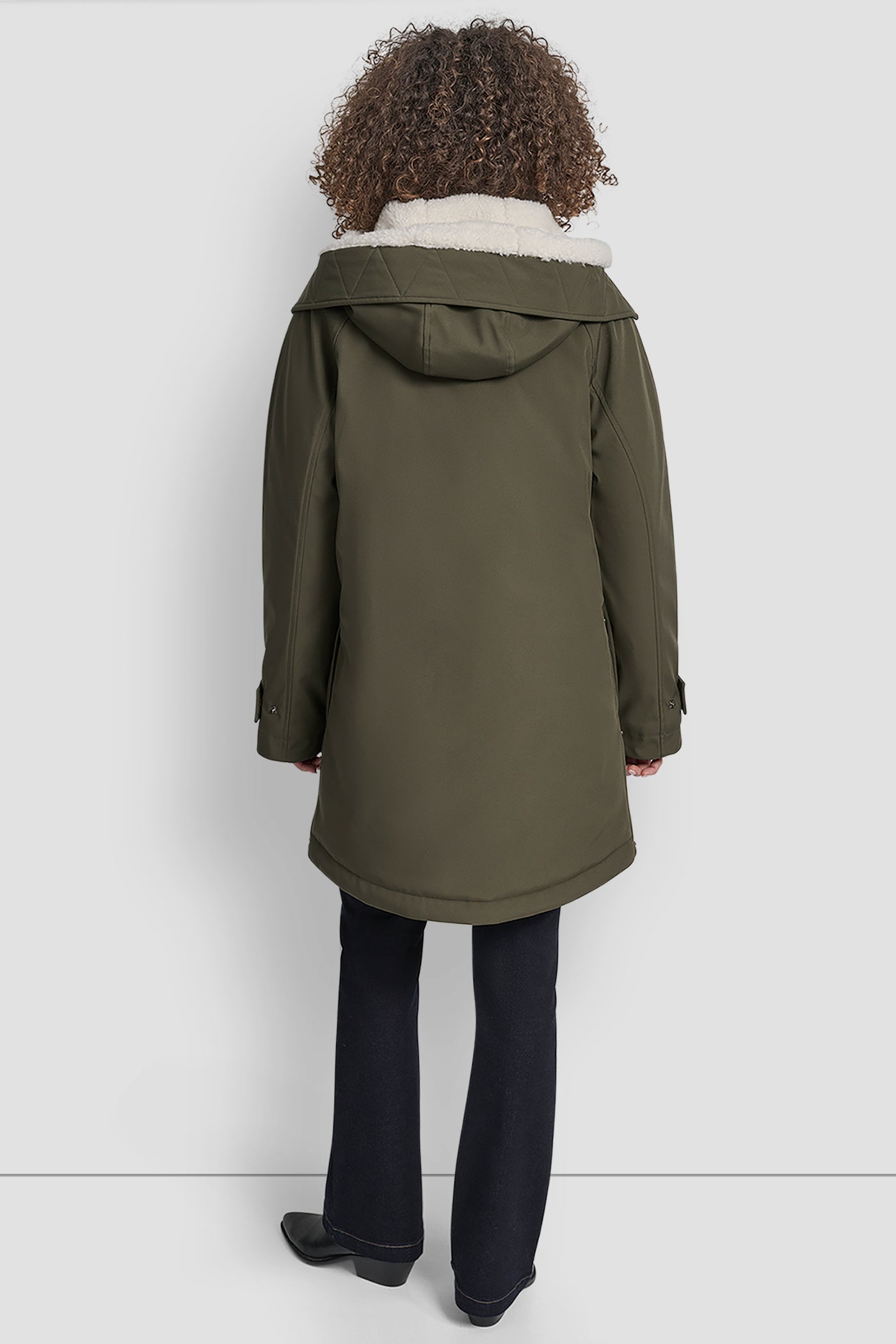 LODEN MID LENGTH FLEXTECH COAT WITH FUR HOOD, VIEW 2 | Cold Weather Coats