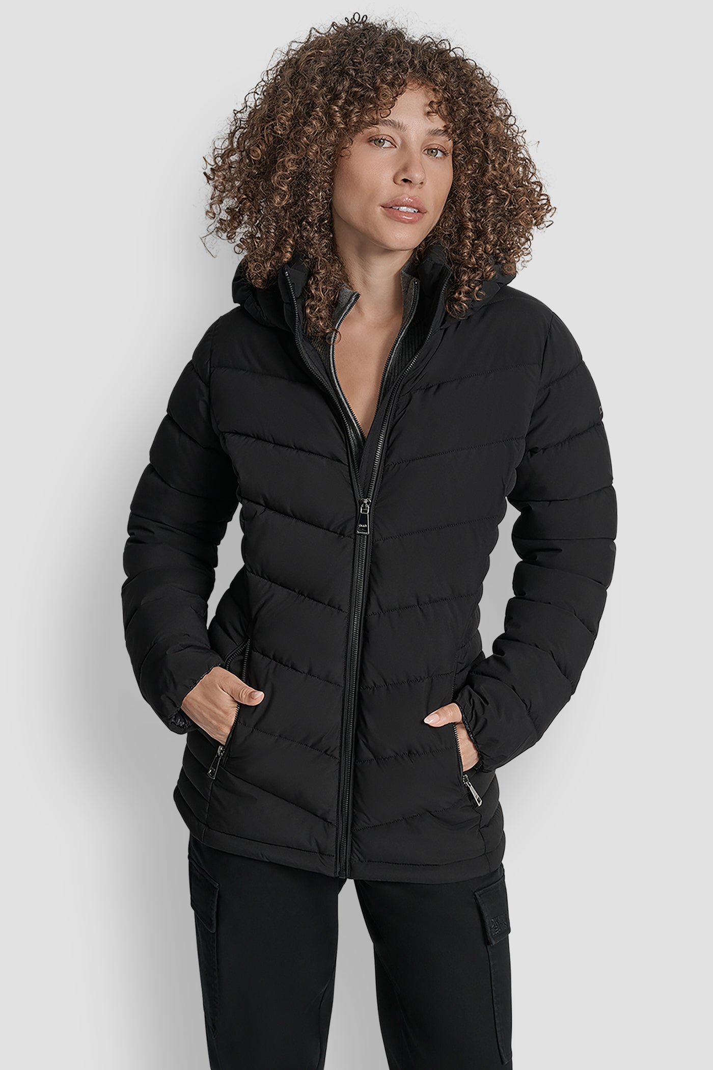Black LIGHTWEIGHT PUFFER JACKET, VIEW 1 | WOMENS COATS & JACKETS