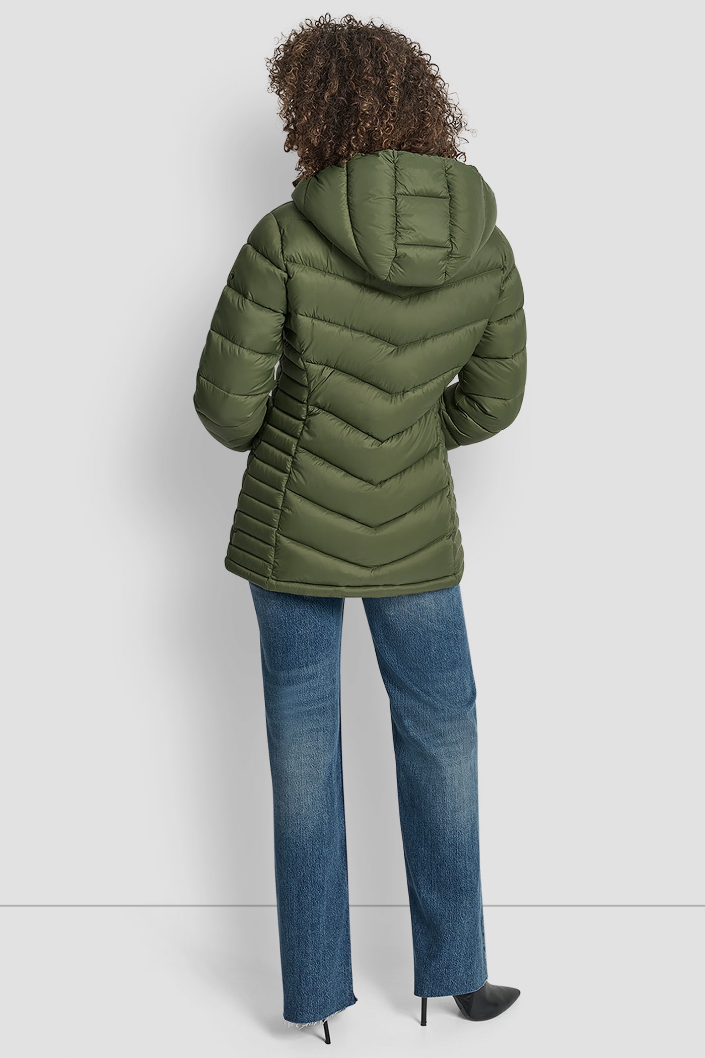 EVERGREEN LIGHTWEIGHT PUFFER JACKET, BACK VIEW | Jackets & Trench Coats