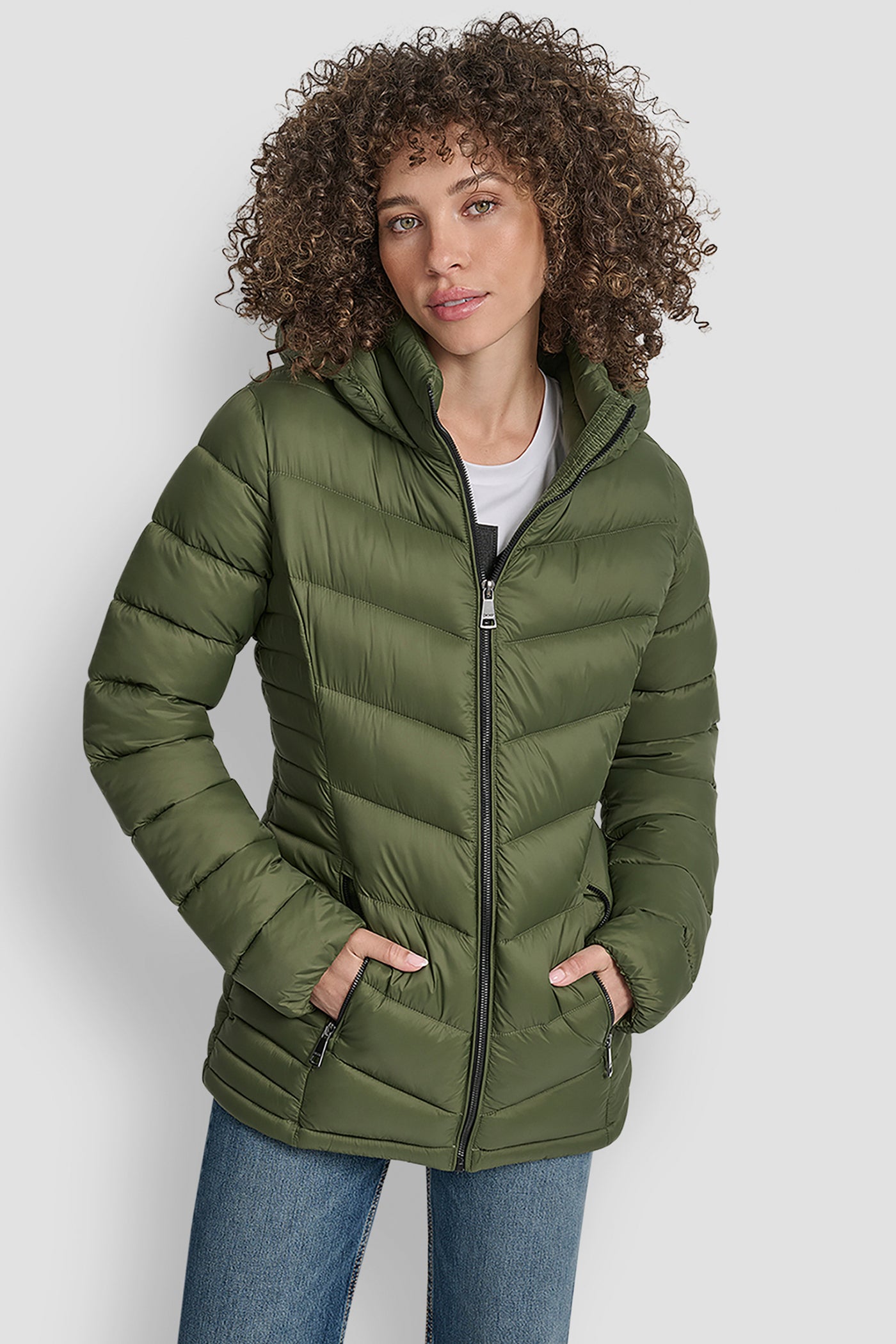 EVERGREEN LIGHTWEIGHT PUFFER JACKET, FRONT VIEW | Jackets & Trench Coats