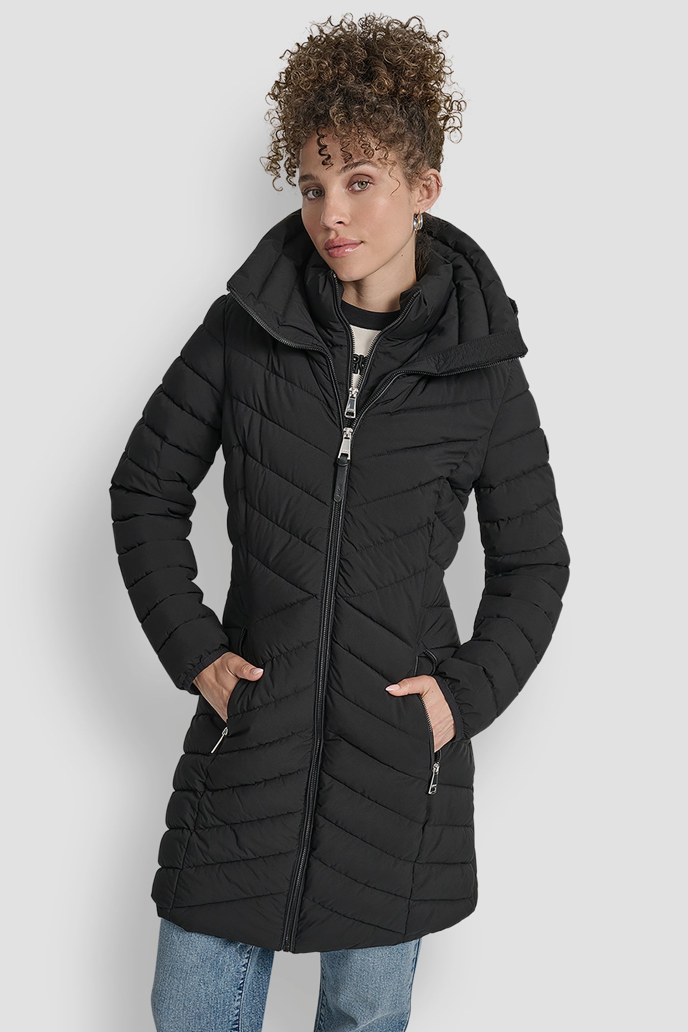 Black LONG PACKABLE VESTIE WALKER, VIEW 1 | New Arrivals