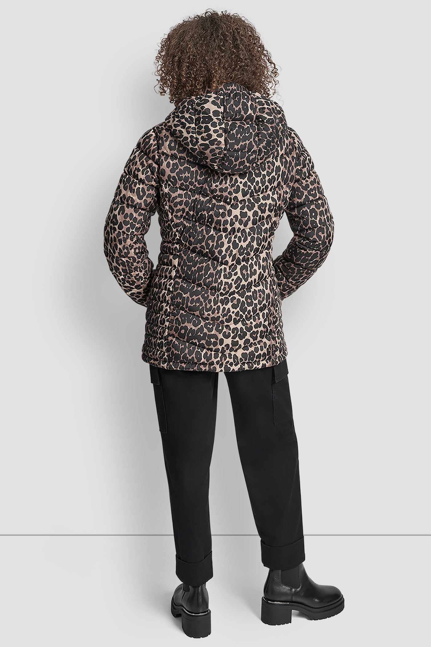 LEOPARD LIGHTWEIGHT PUFFER JACKET, BACK VIEW | WOMENS COATS & JACKETS