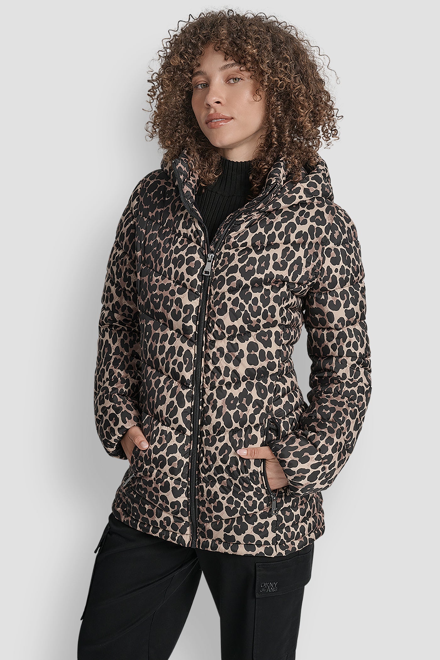 LEOPARD LIGHTWEIGHT PUFFER JACKET, FRONT VIEW | WOMENS COATS & JACKETS