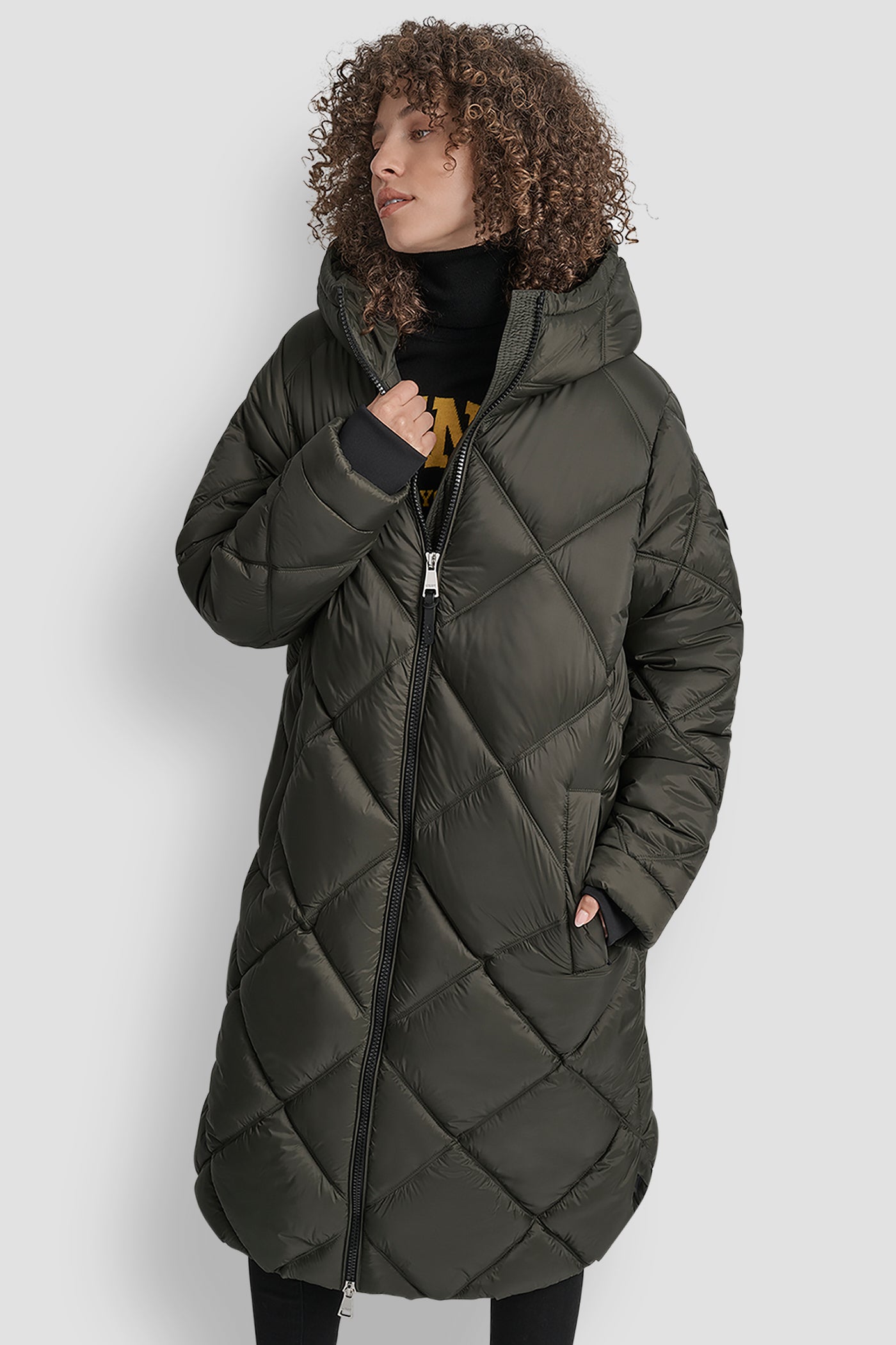 LODEN SILKY LONG QUILTED PARKA, FRONT VIEW | Cold Weather Coats