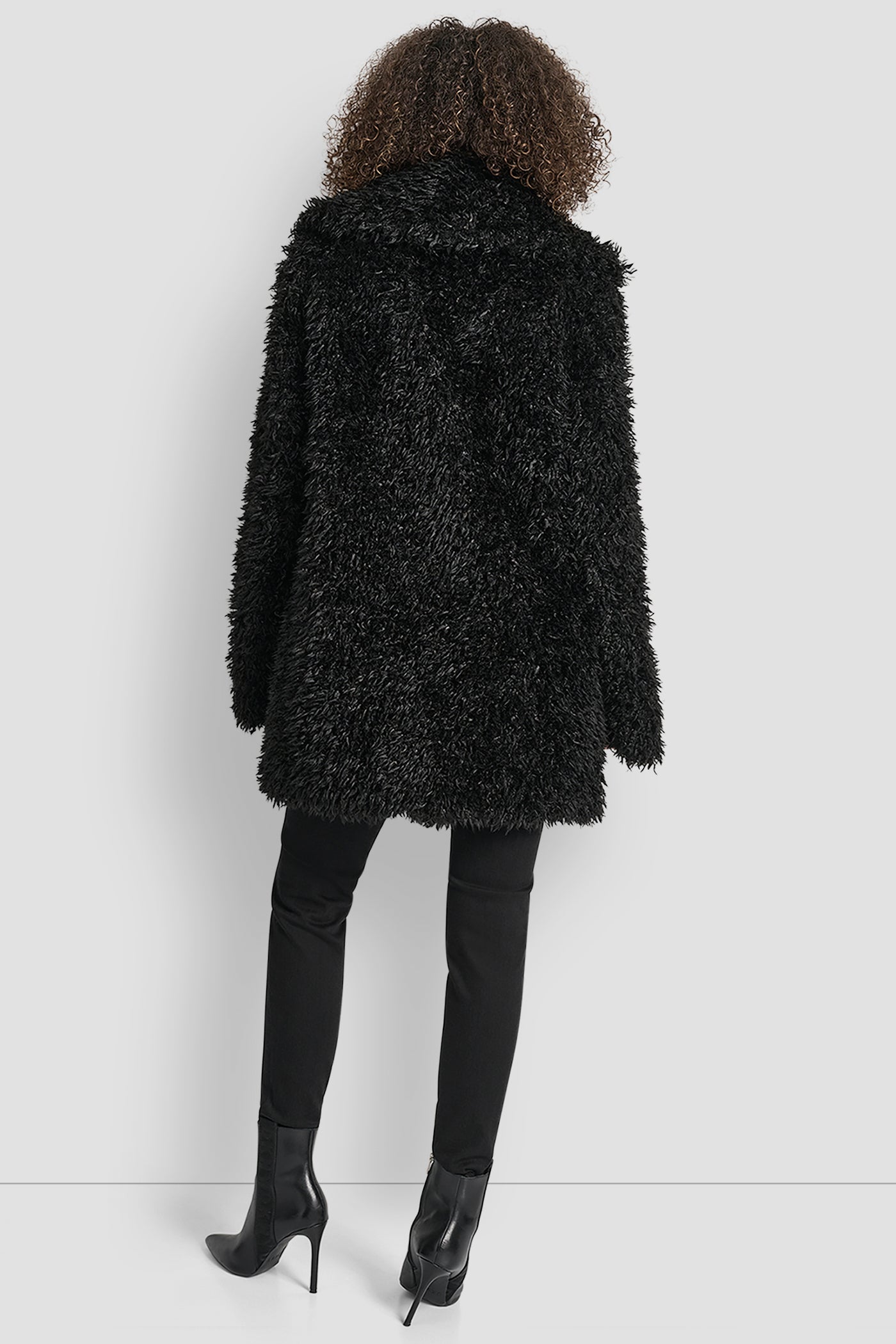 Black FAUX TEDDY FUR JACKET, VIEW 2 | WOMENS COATS & JACKETS