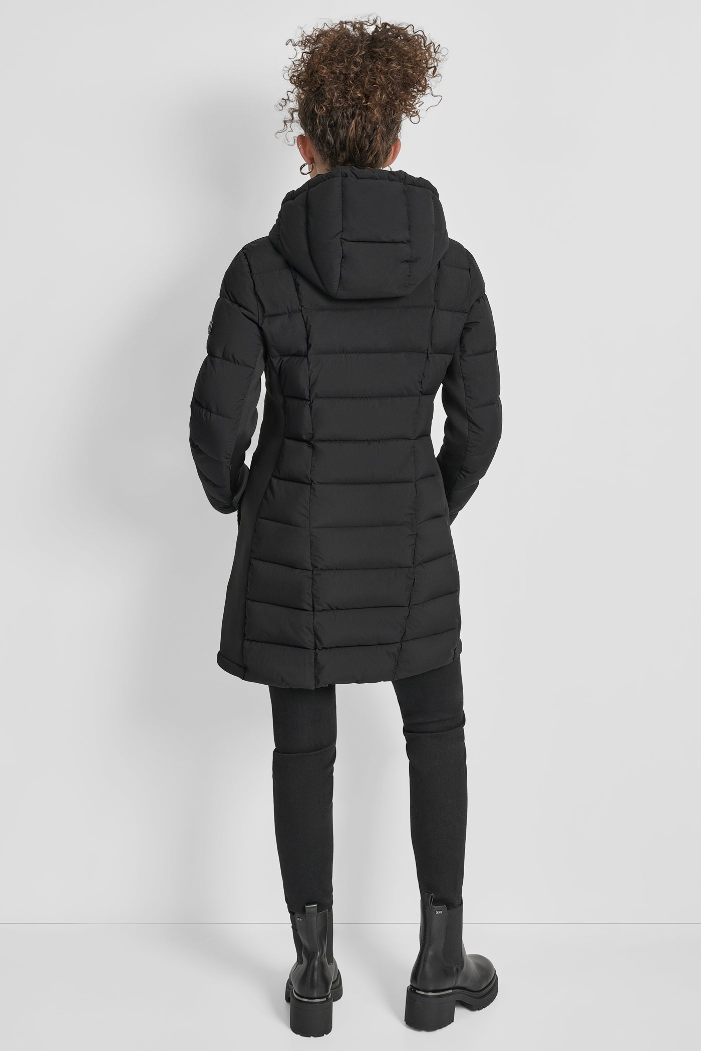 Black LONG MIX MEDIA JACKET WITH HOOD, VIEW 2 | New Arrivals