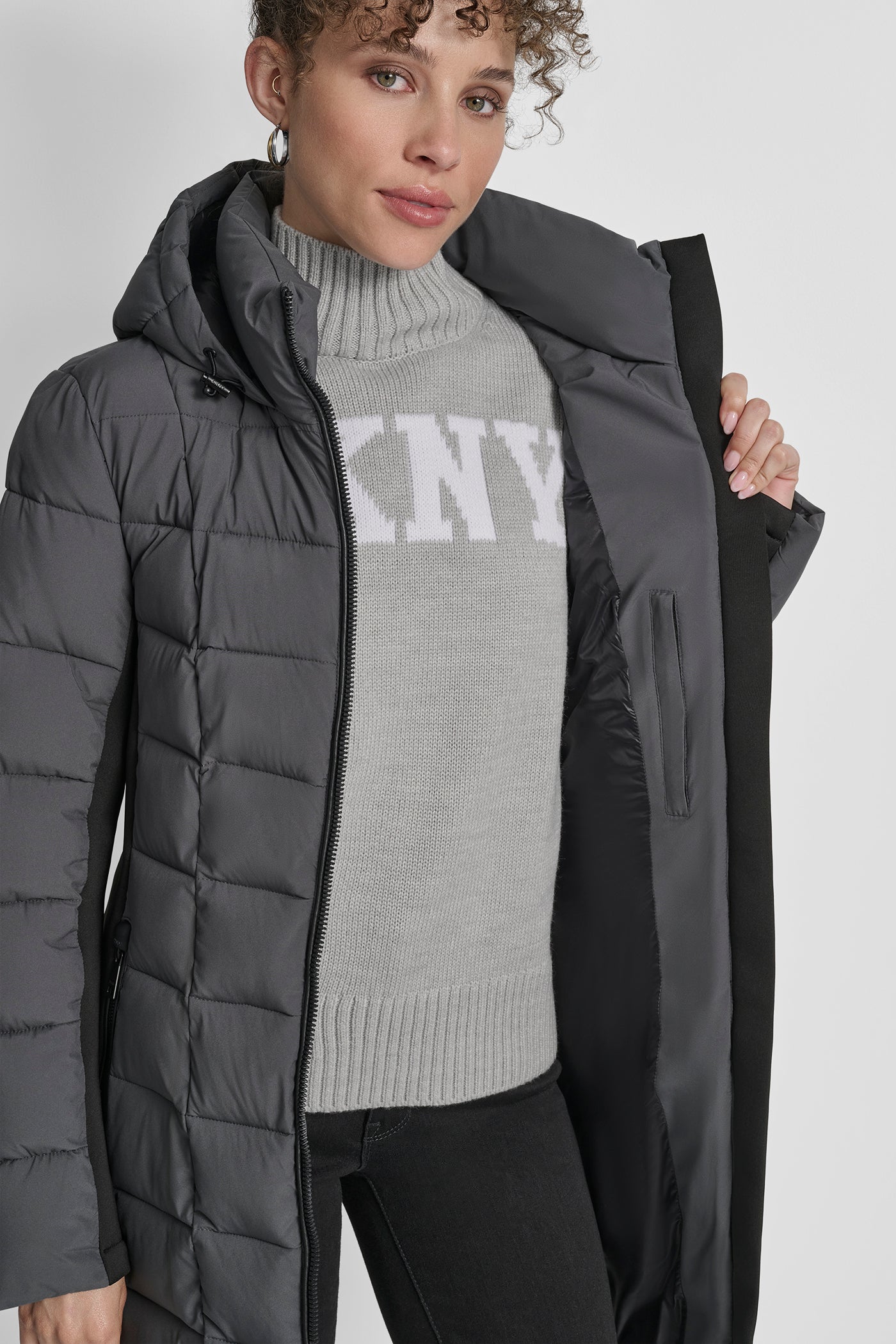 LONG MIX MEDIA JACKET WITH HOOD VIEW 5 | New Arrivals