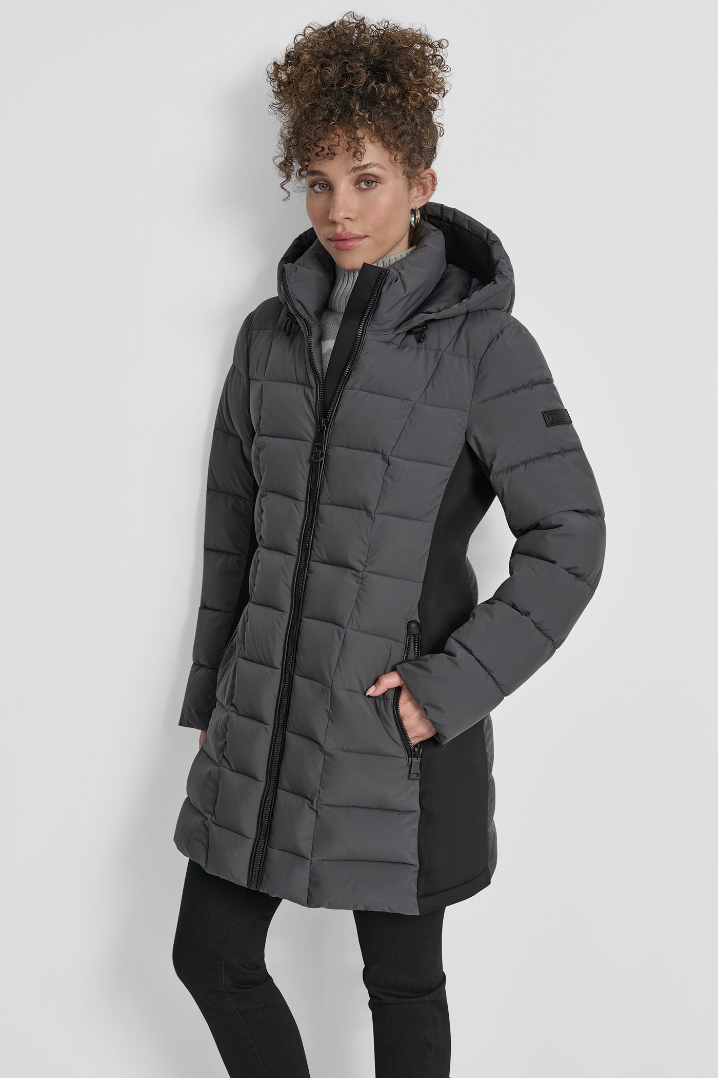TITAN LONG MIX MEDIA JACKET WITH HOOD, FRONT VIEW | New Arrivals