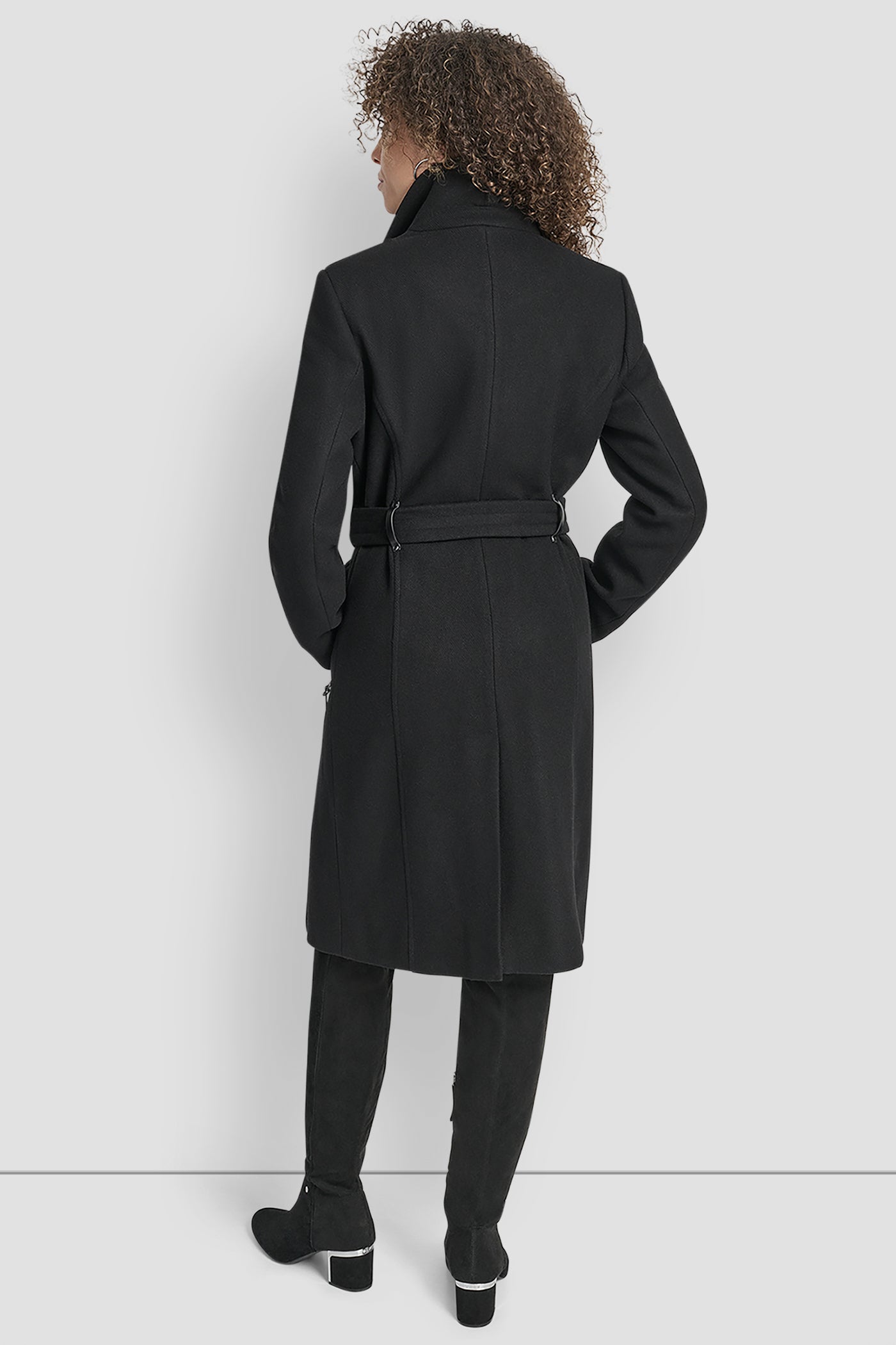 Black WOOL WRAP JACKET WITH INSERT, VIEW 2 | 9-5 Edit