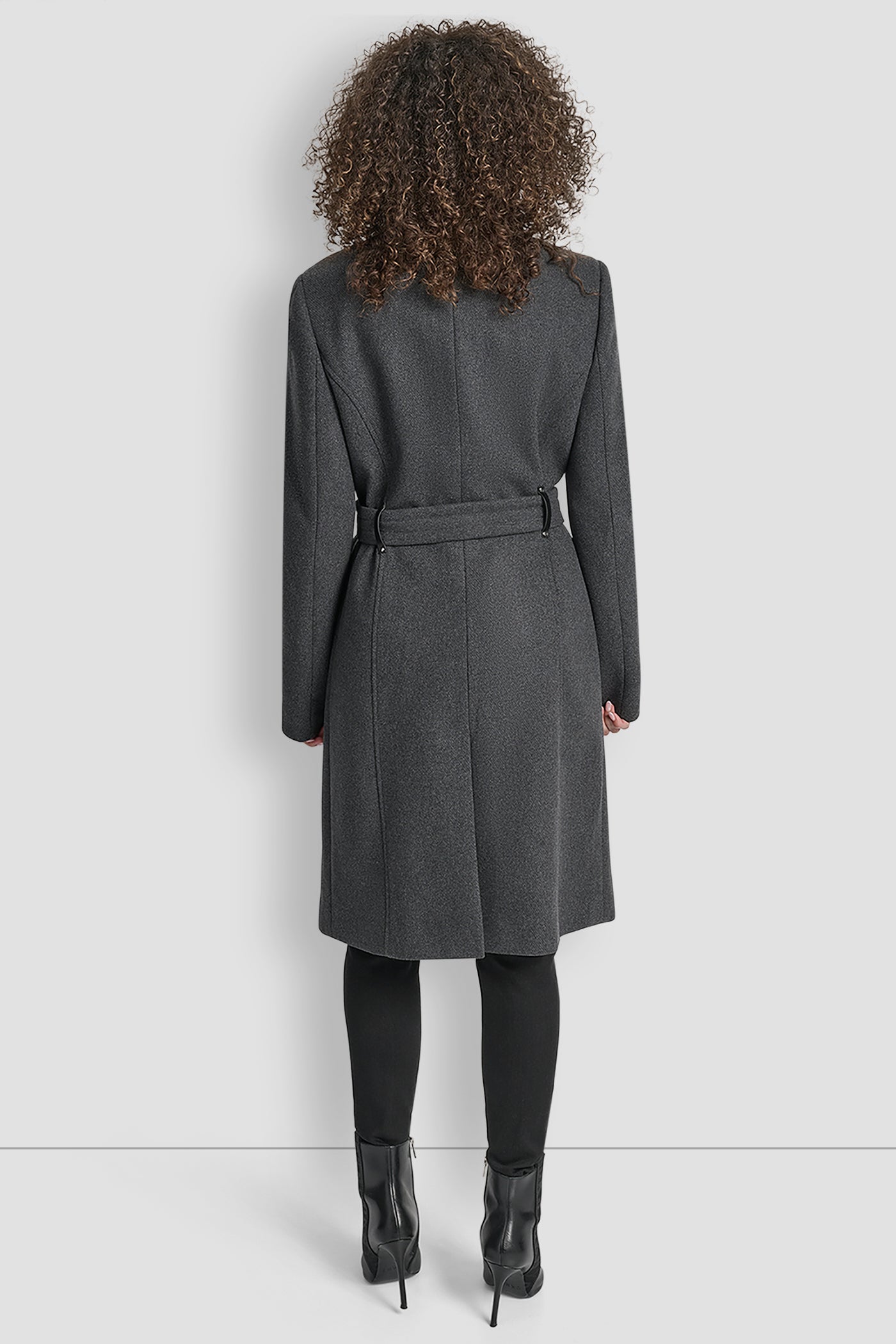 CHARCOAL WOOL WRAP JACKET WITH INSERT, BACK VIEW | 9-5 Edit