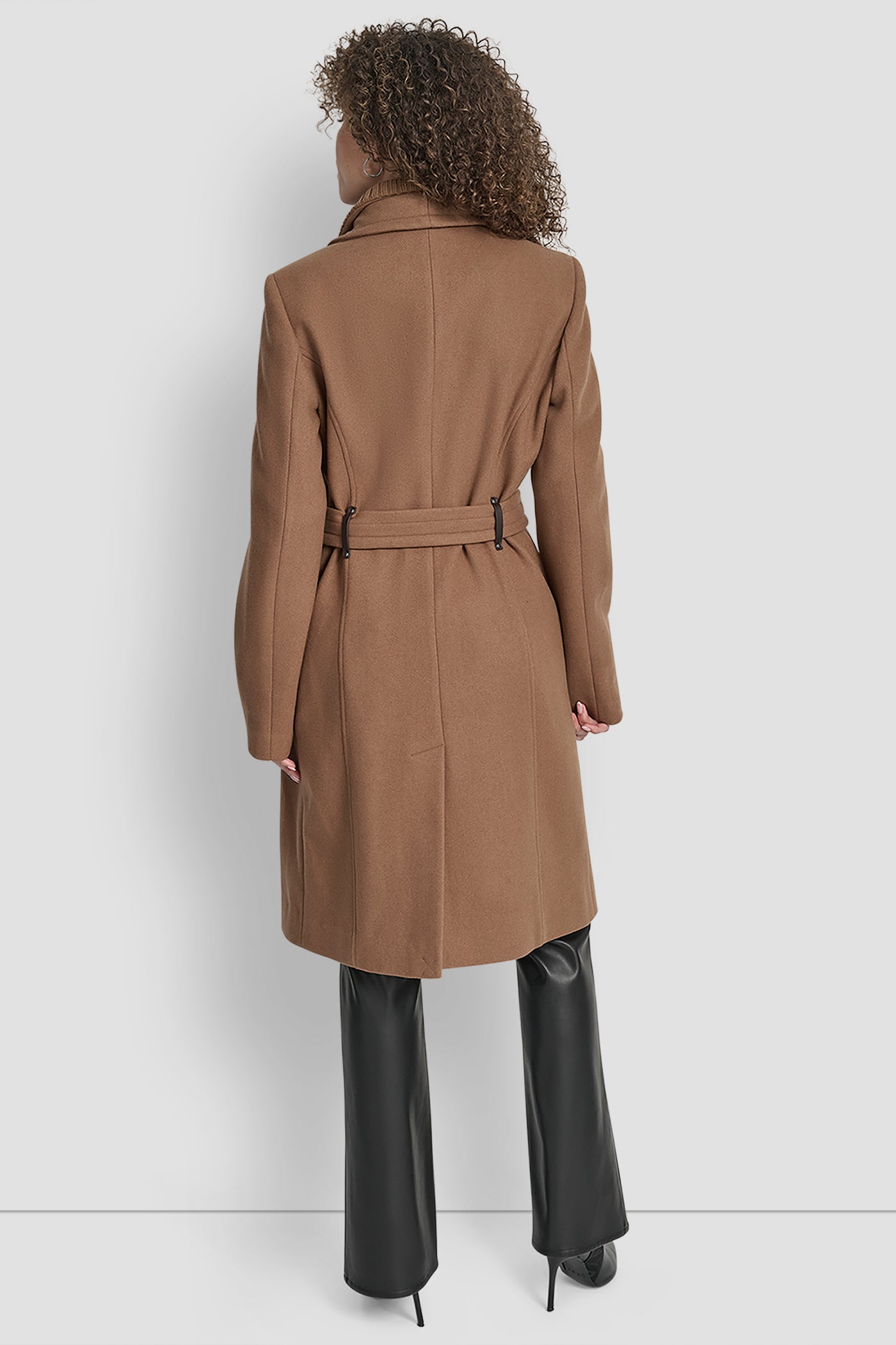 DARK CAMEL WOOL WRAP JACKET WITH INSERT, VIEW 2 | 9-5 Edit