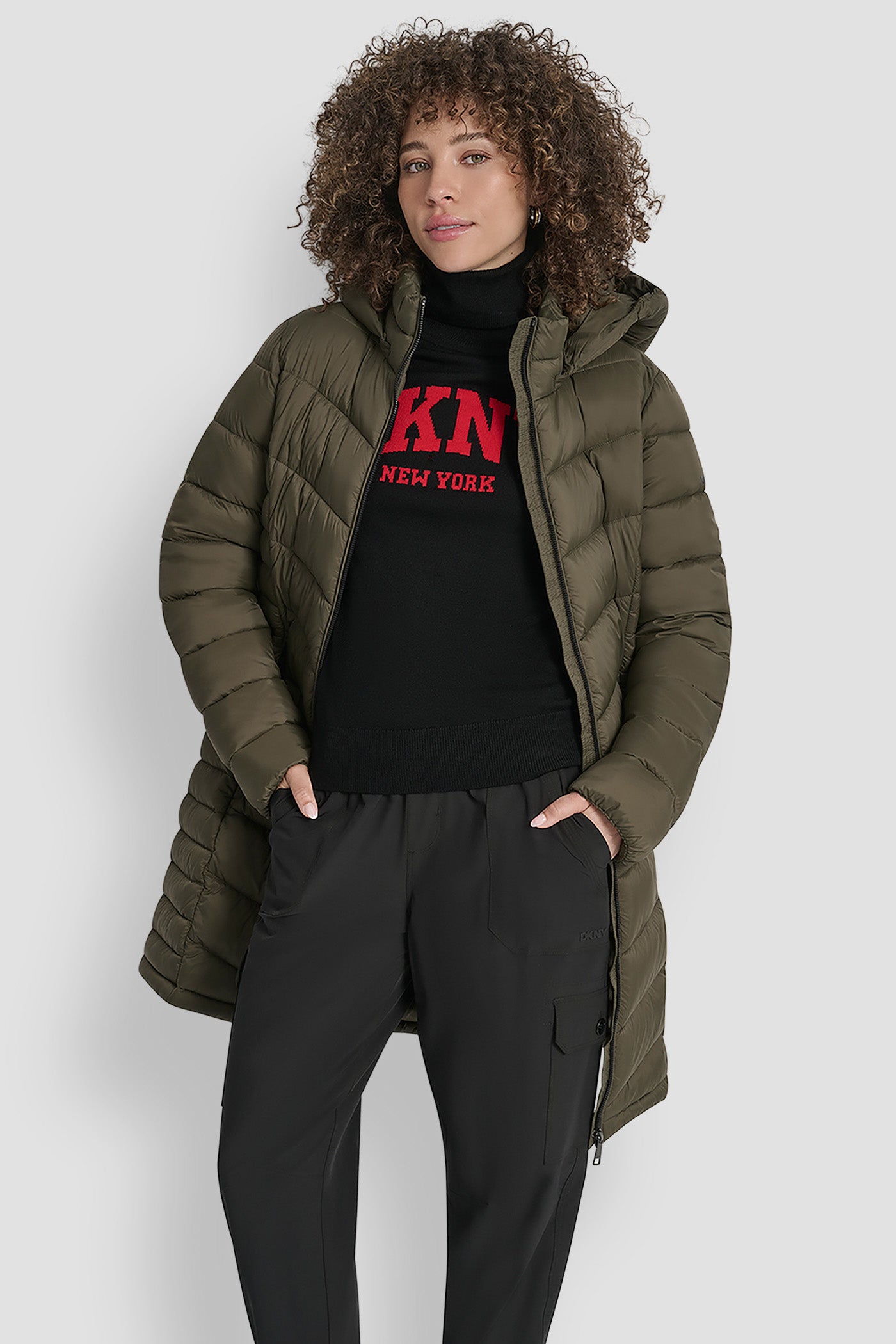 MIDI PUFFER JACKET WITH SIDE POCKETS VIEW 6 | WOMENS COATS & JACKETS
