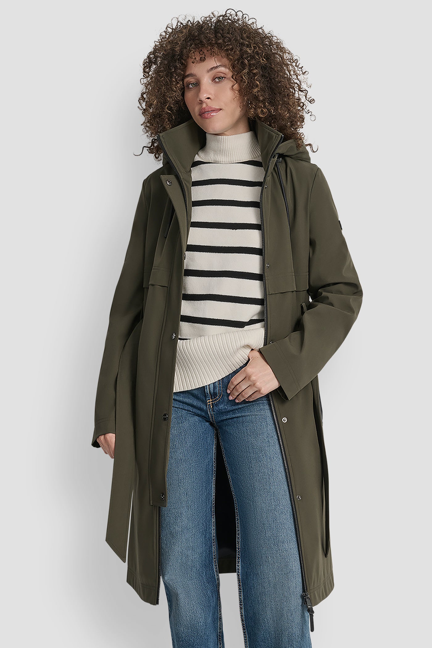LODEN LONG WAIST BELT TRENCH COAT, FRONT VIEW | WOMENS COATS & JACKETS